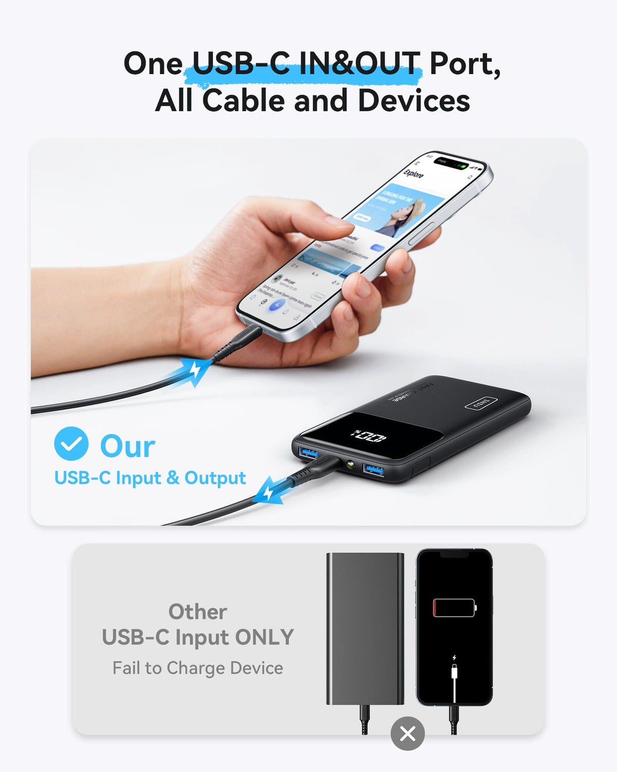 INIU B6 Power Bank 10,000mAh 22.5W Built-in Holder