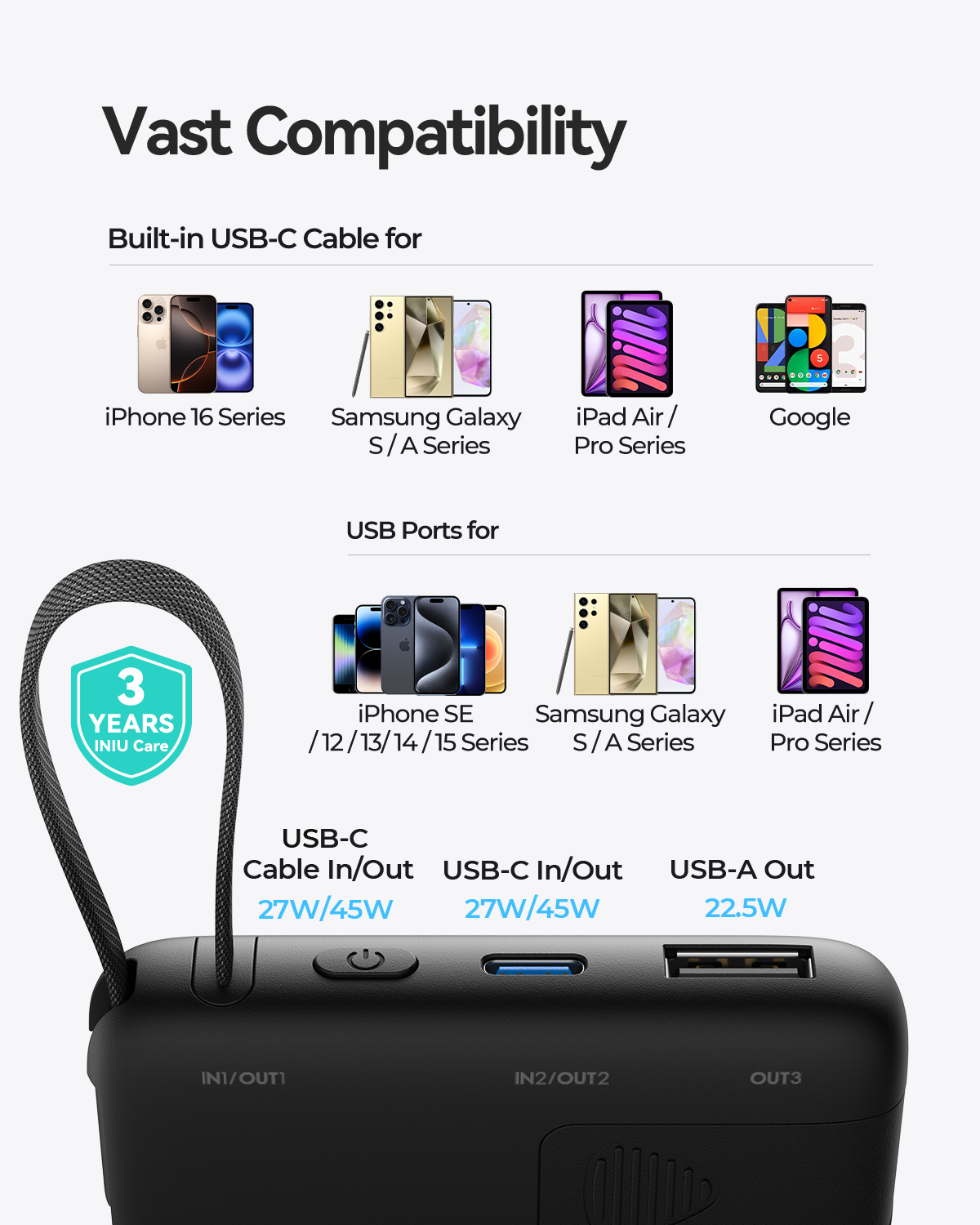INIU Carry Power Bank 10000mAh 45W
