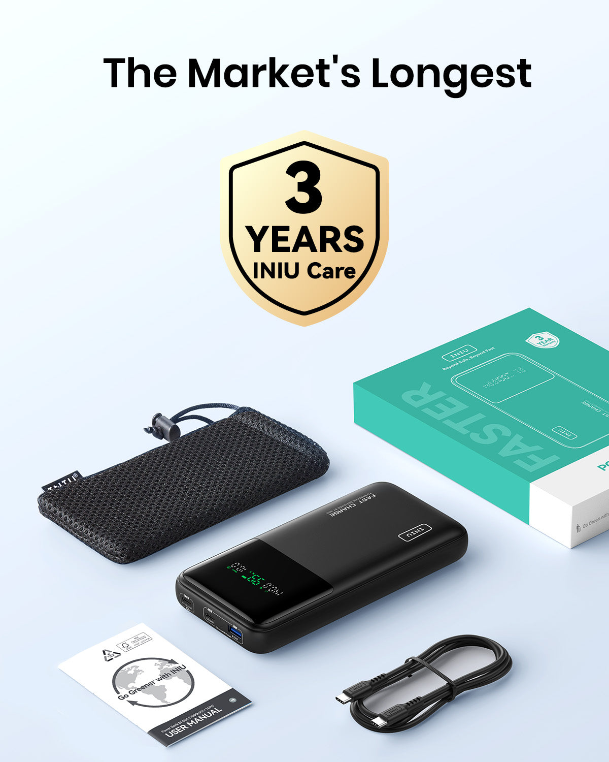 INIU Cougar Laptop Power Bank 27000mAh 140W, Fast Charging