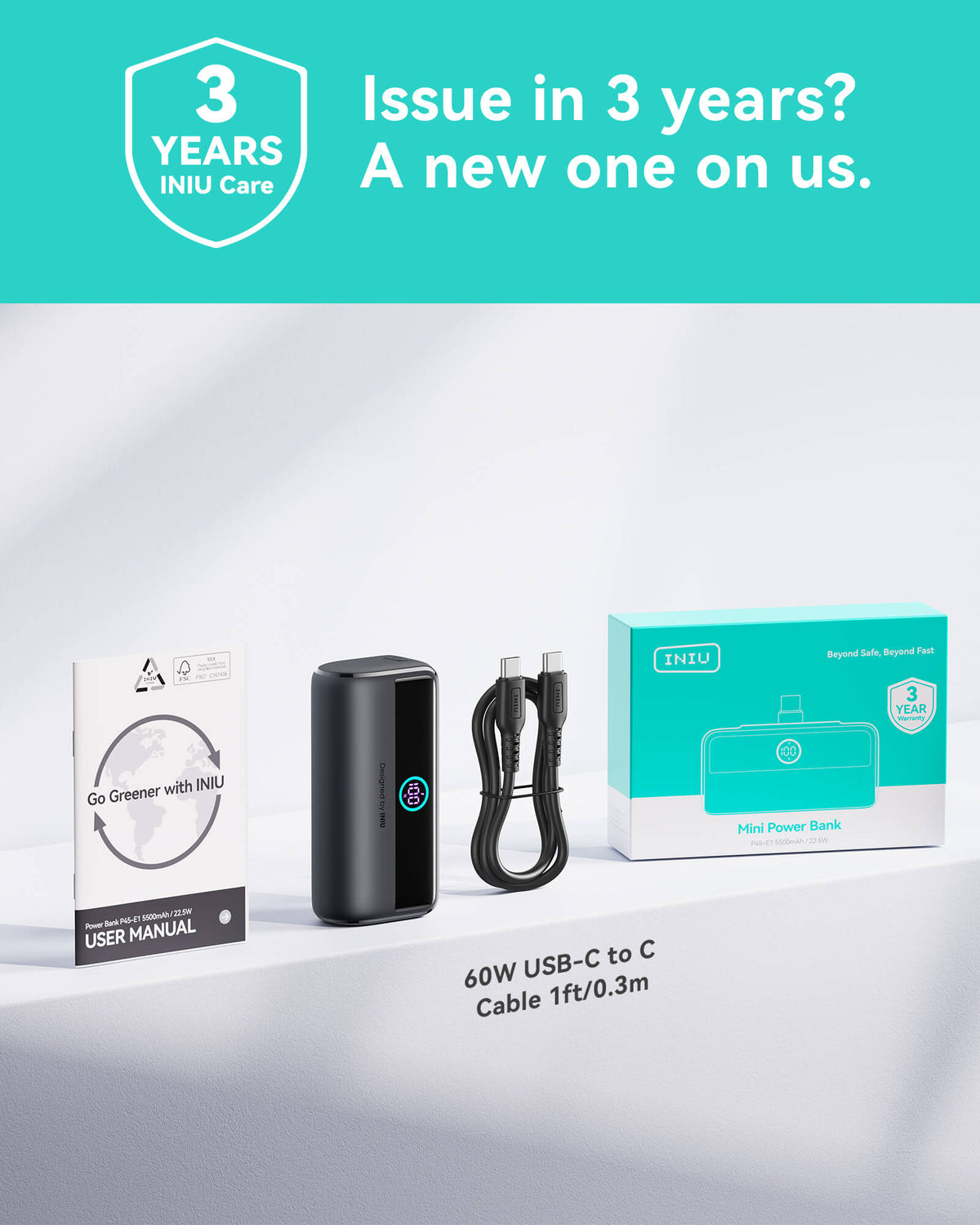 INIU Carry Power Bank 5000mAh 22.5W