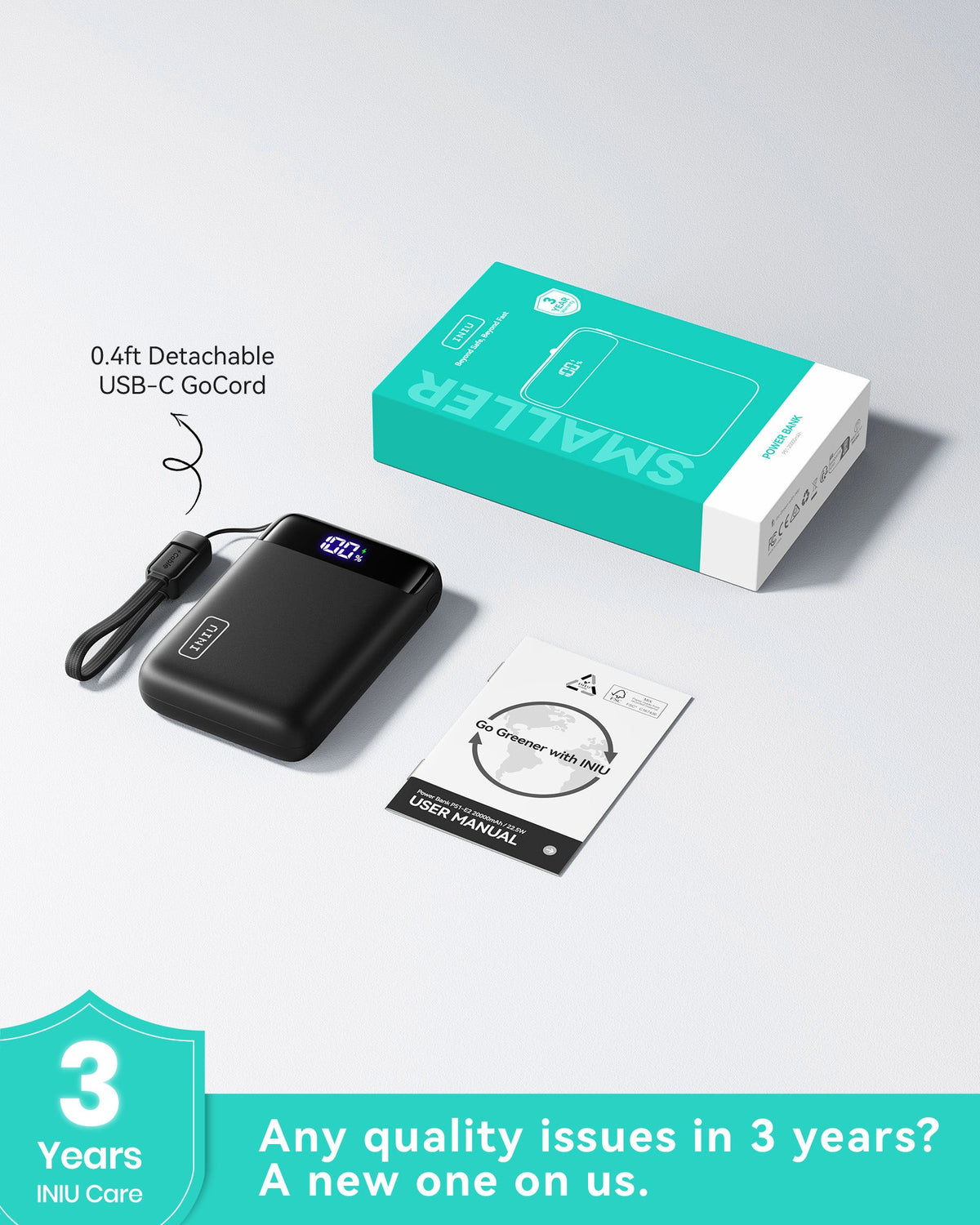 INIU Carry Smallest Power Bank 20000mAh 22.5W