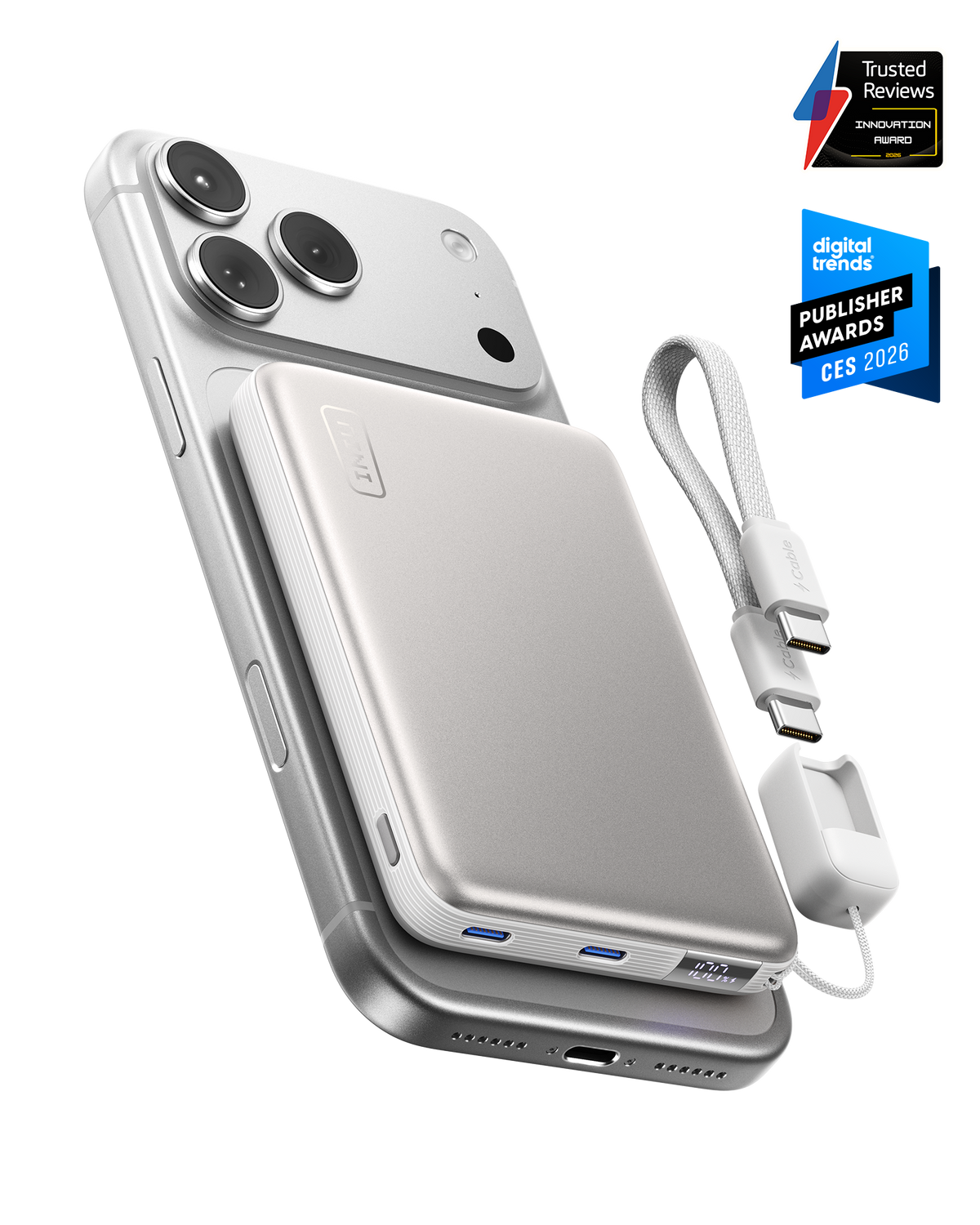 INIU SnapGo Air Magnetic Power Bank 10000mAh 25W, Qi2.2 MagSafe