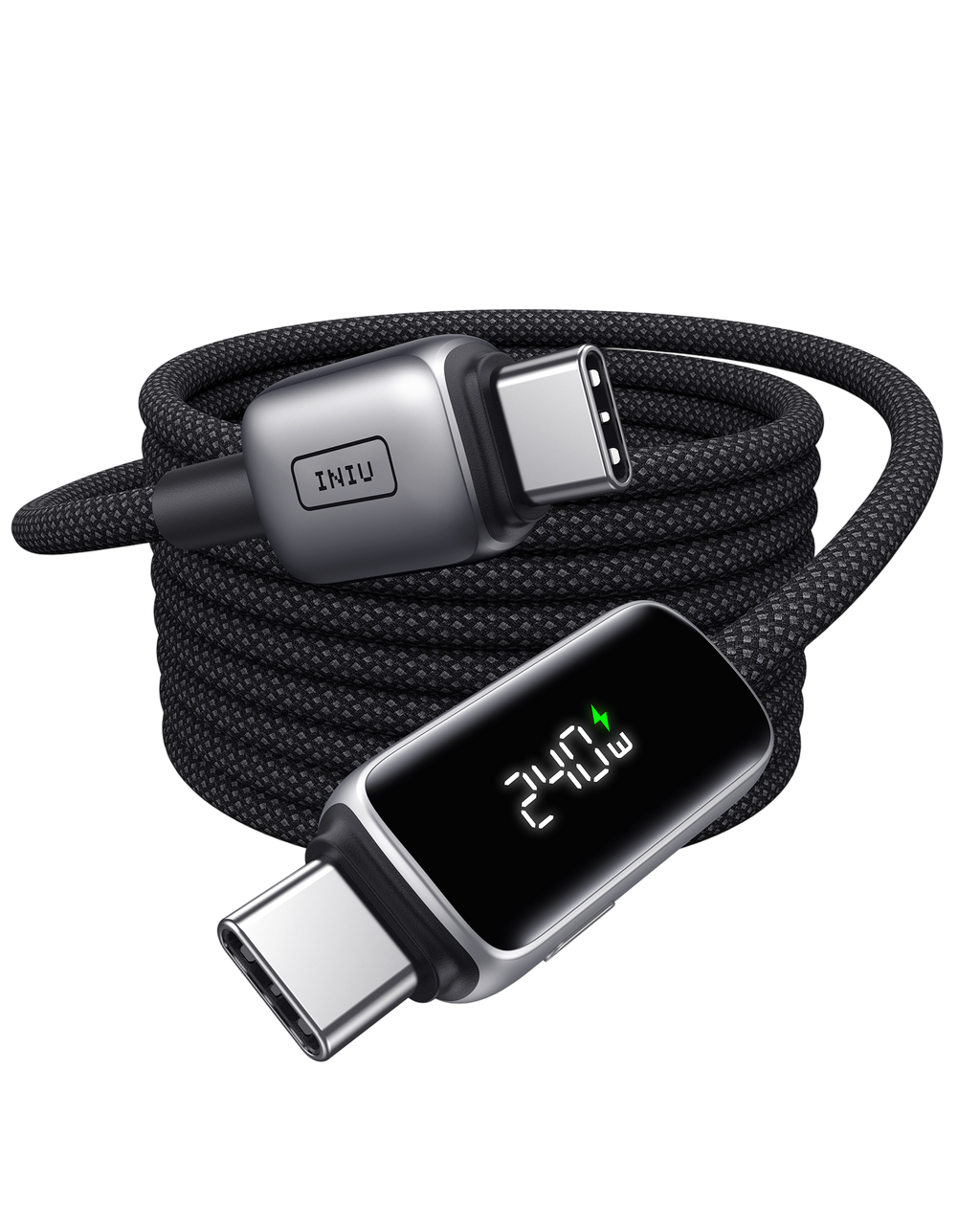INIU Leopard CD21 Digital Display USB-C to USB-C Cable 240W, 6.6ft / 2m