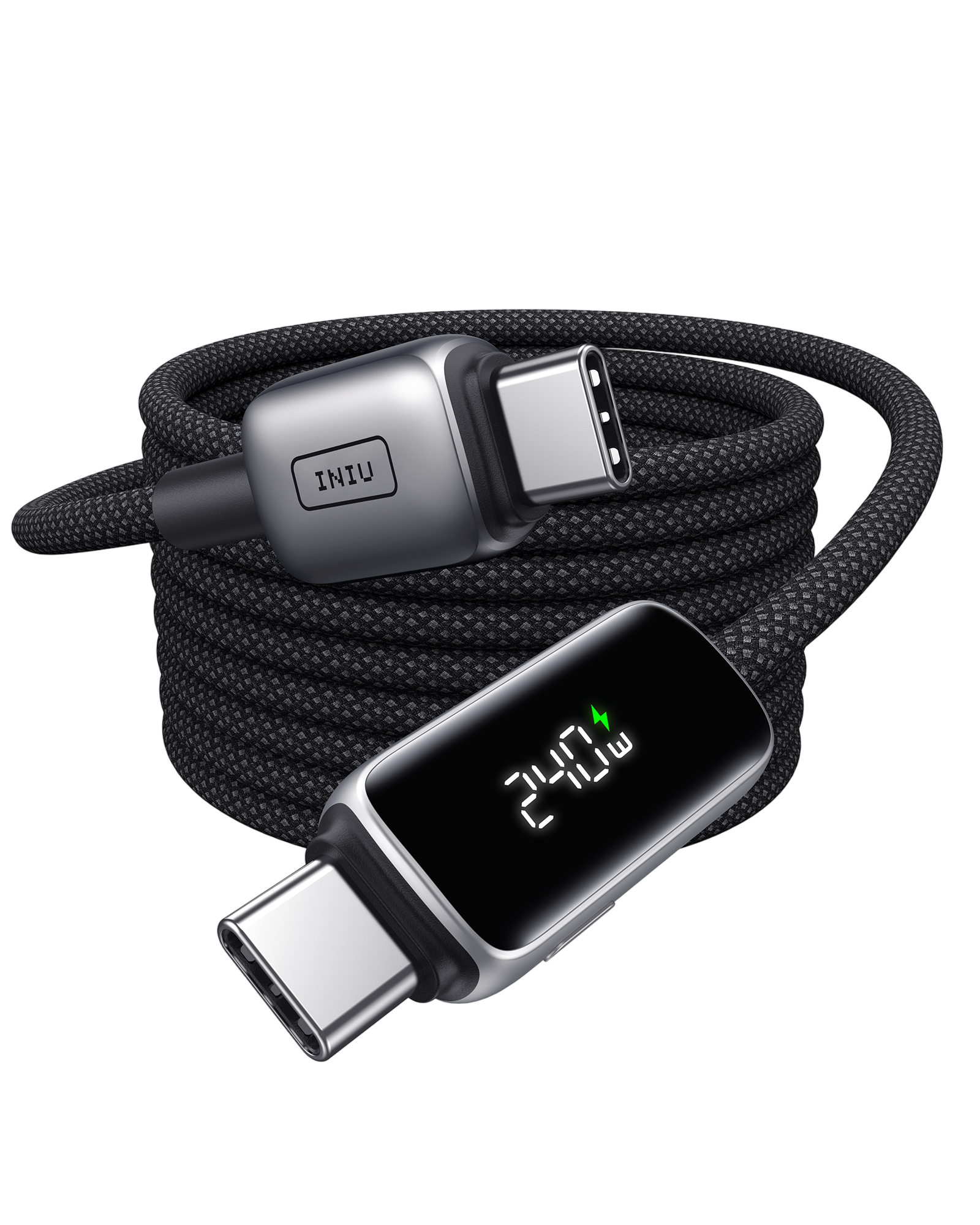 INIU Leopard CD21 Digital Display USB-C to USB-C Cable 240W, 6.6ft / 2m
