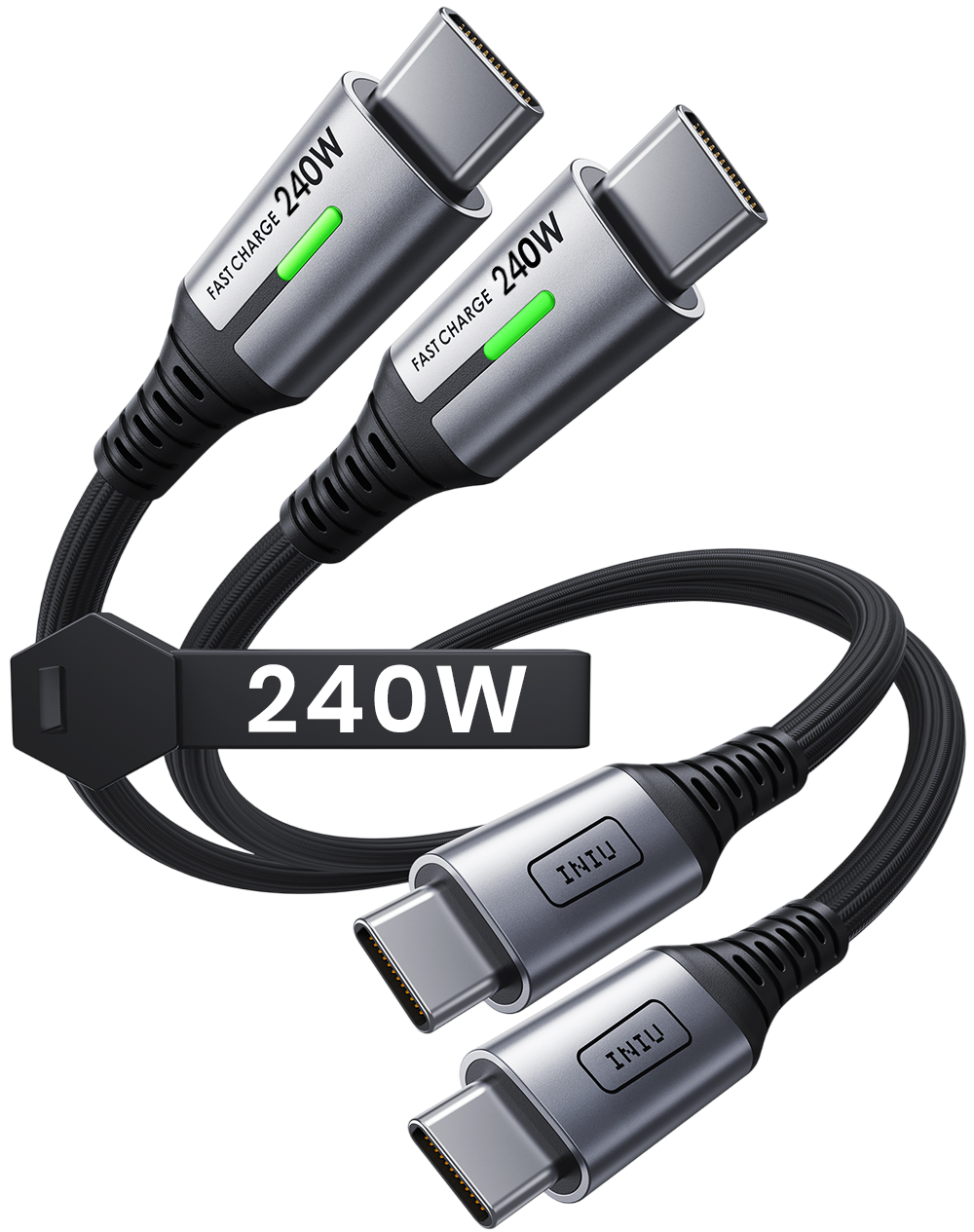 INIU D7CC 240W USB C to C Cable (1ft, 2-Pack)