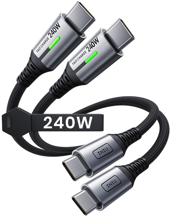 INIU D7CC 240W USB C to C Cable (1ft, 2-Pack)