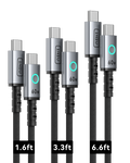 INIU Leopard C13 Braided USB-C to USB-C Cable 60W, Multi-Length, 3-Pack
