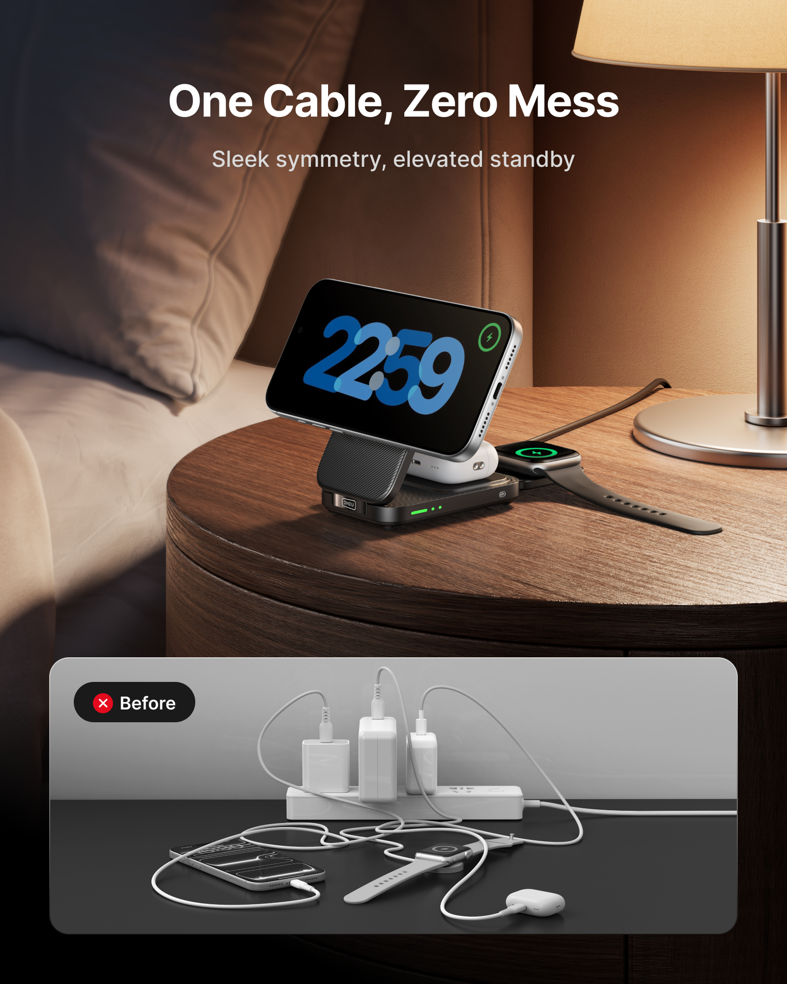 INIU SnapGo W31 Qi2 15W 3 in 1 Magnetic Foldable Wireless Charger