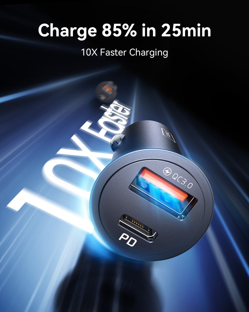 INIU I710 60W 2-Port Car Charger with 100W USB-C Cable