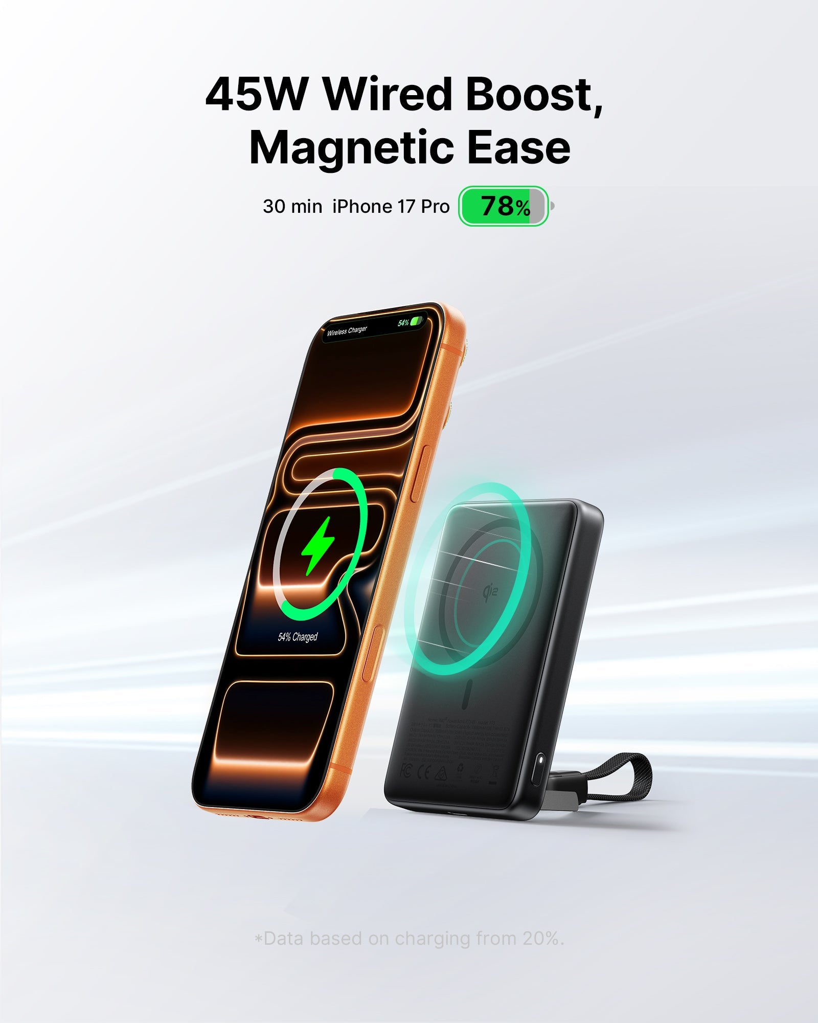 INIU SnapGo Magnetic Power Bank 10000mAh 15W, Qi2 MagSafe