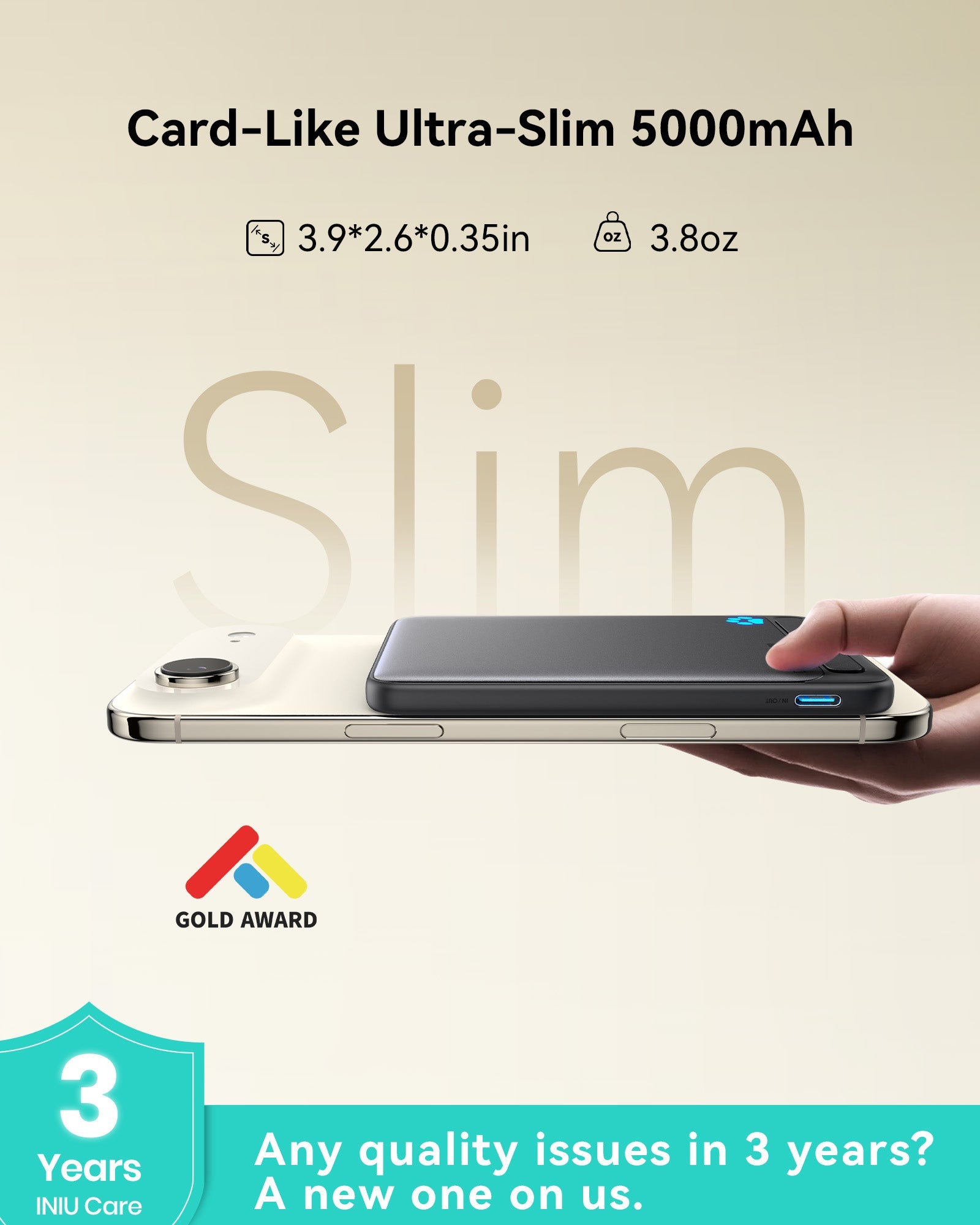 INIU SnapGo Slim Magnetic Power Bank 5000mAh 15W, MagSafe