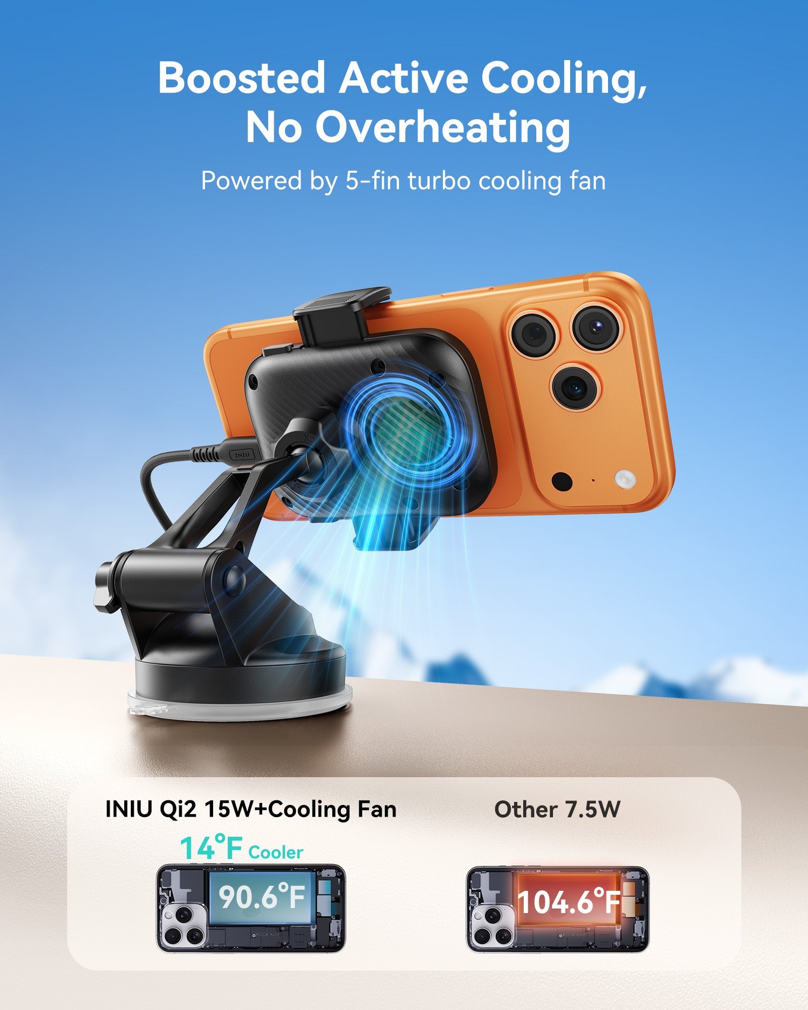 INIU SnapGo V11 Qi2 15W Magnetic Wireless Car Charger