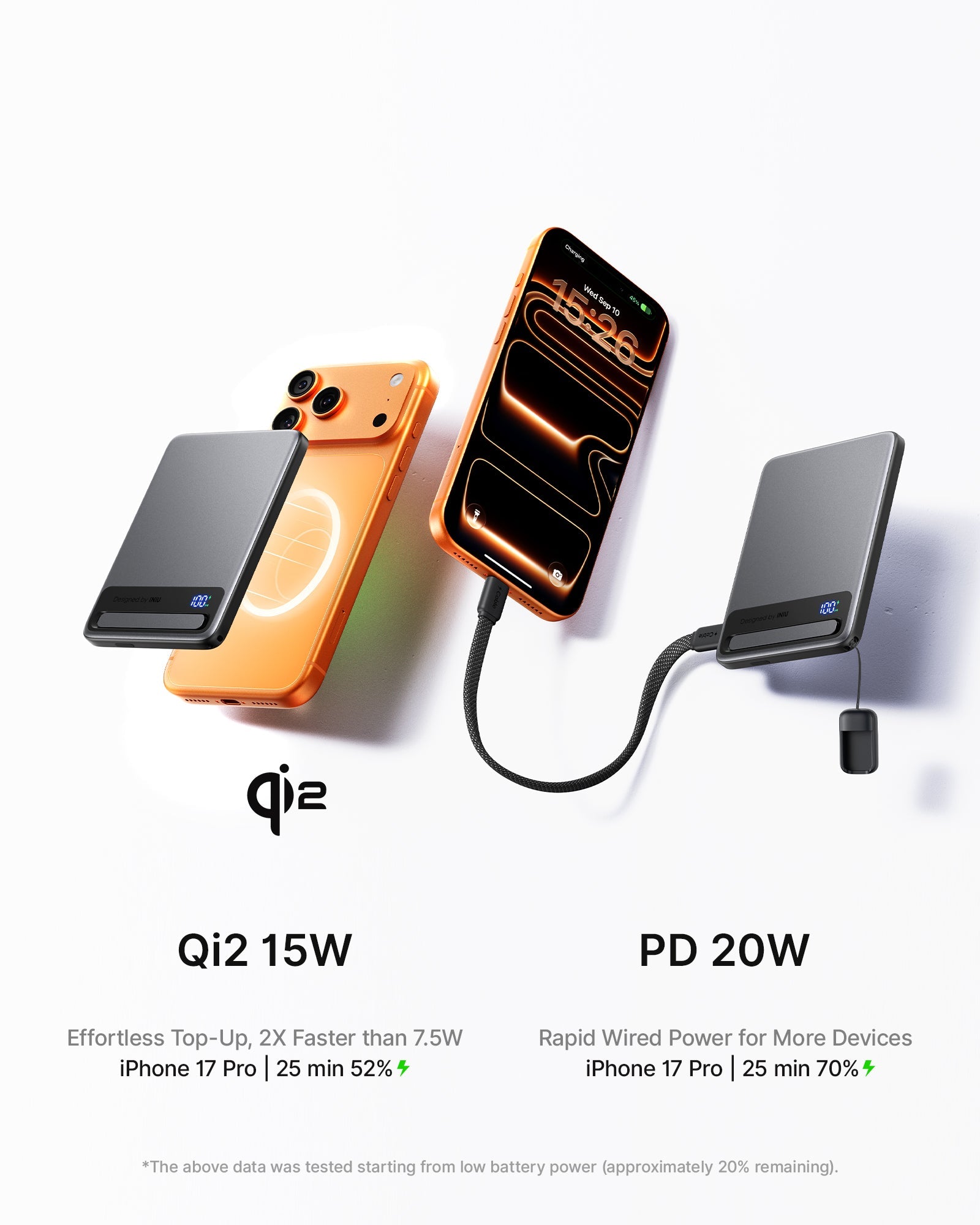 INIU Qi2 Magnetic Power Bank, Market's Slimmest 5000mAh Portable Charger