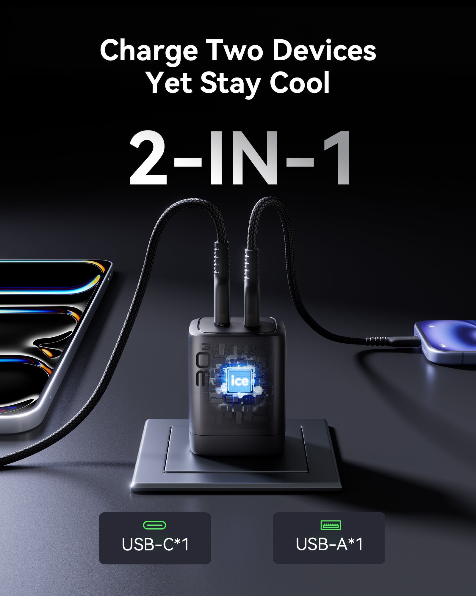 INIU Cougar A12 30W Charger, with USB-C Cable, 2-Pack