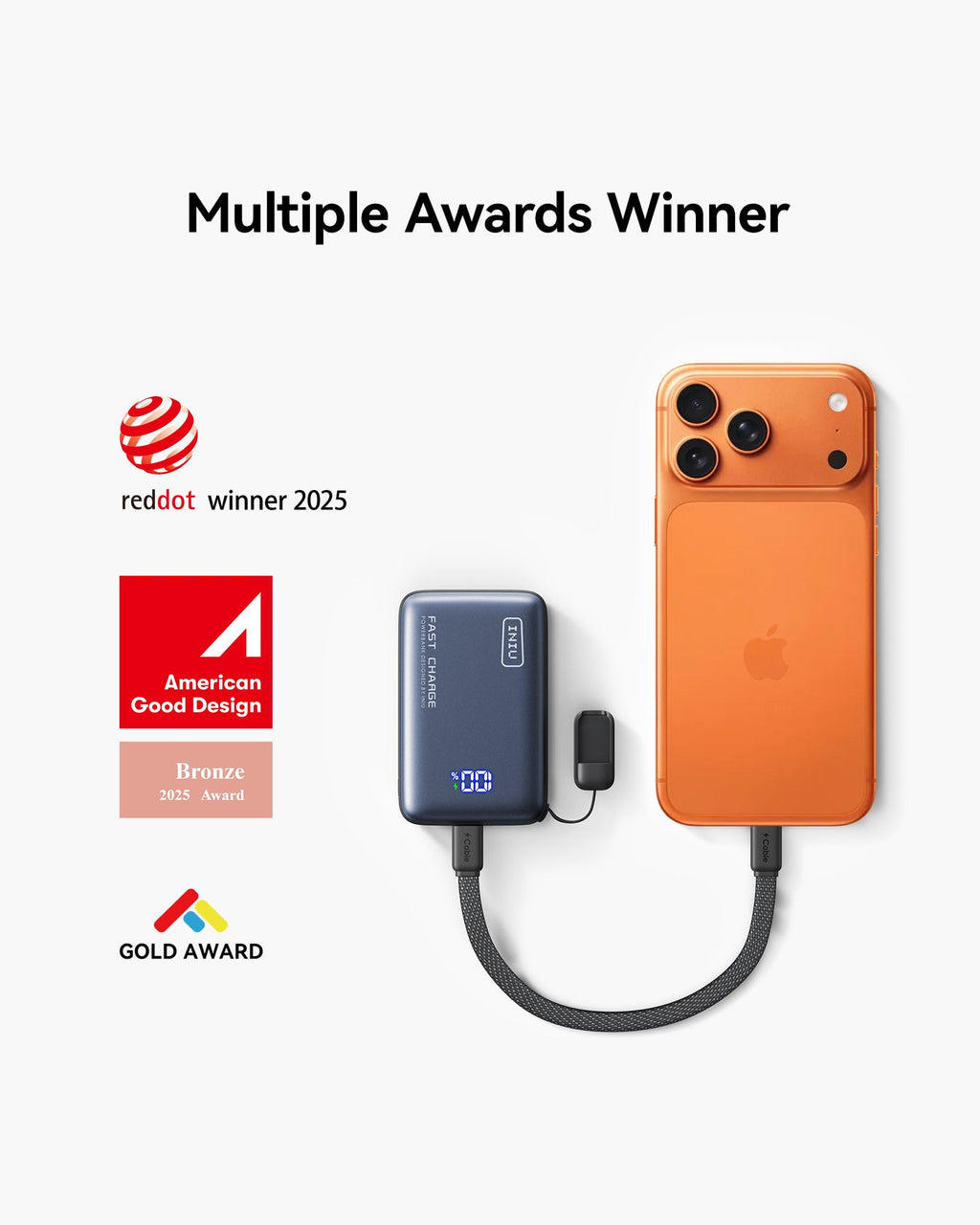 INIU Portable Charger, Palm-Size 10000mAh PD 45W Power Bank