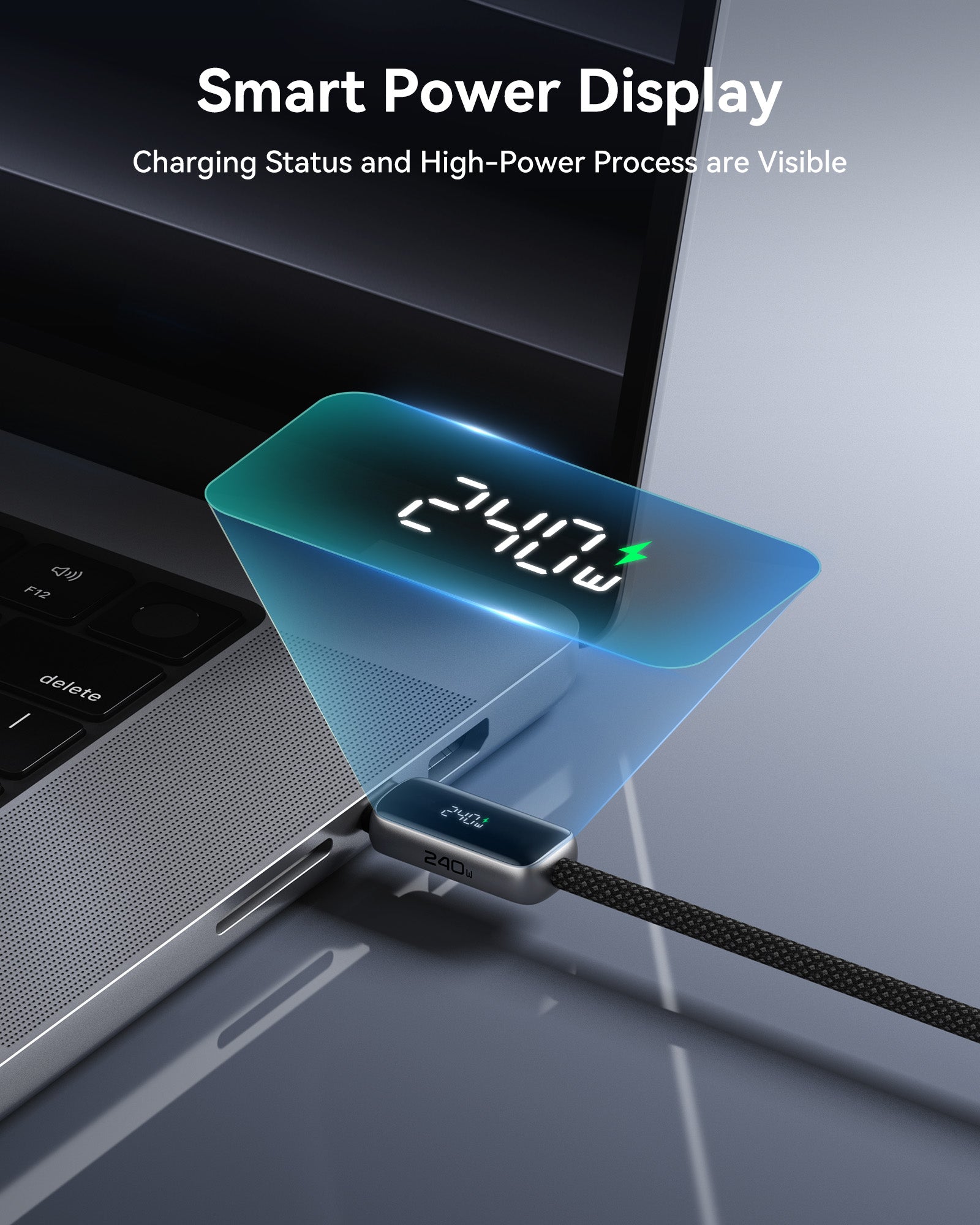 INIU Leopard CD21 Digital Display USB-C to USB-C Cable 240W, 6.6ft / 2m