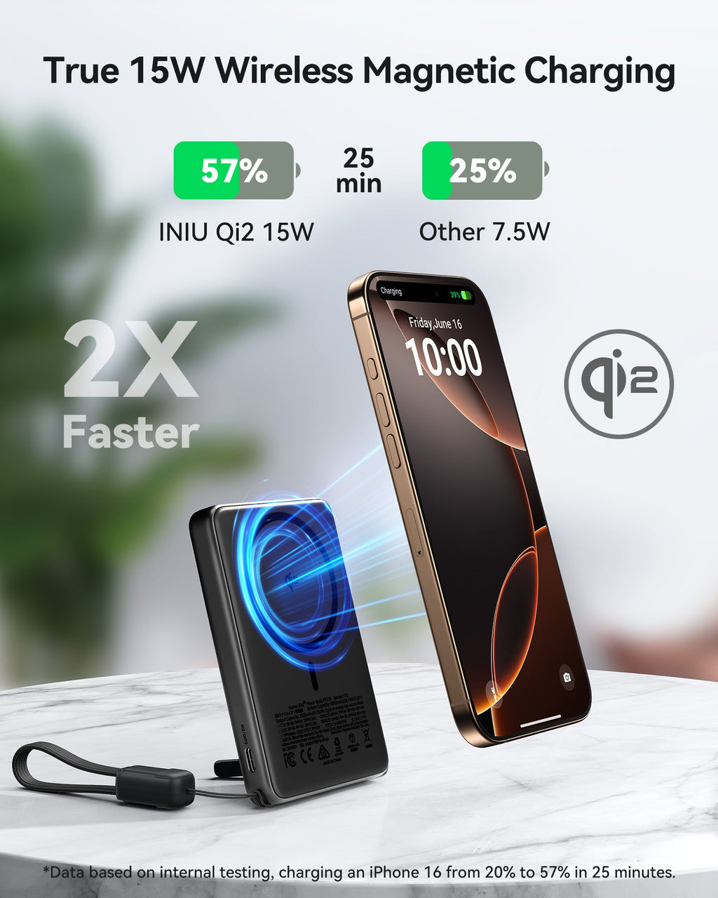 INIU SnapGo P73 Wireless Charger Qi2 15W 10000mAh (2-Pack)