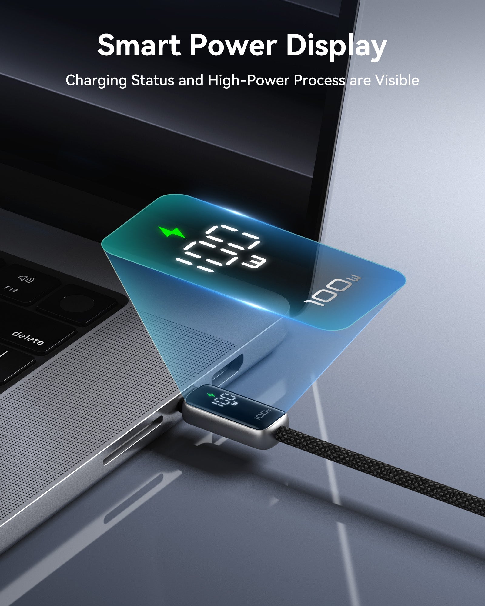 INIU Leopard CD11 Digital Display USB-C to USB-C Cable 100W, 6.6ft / 2m