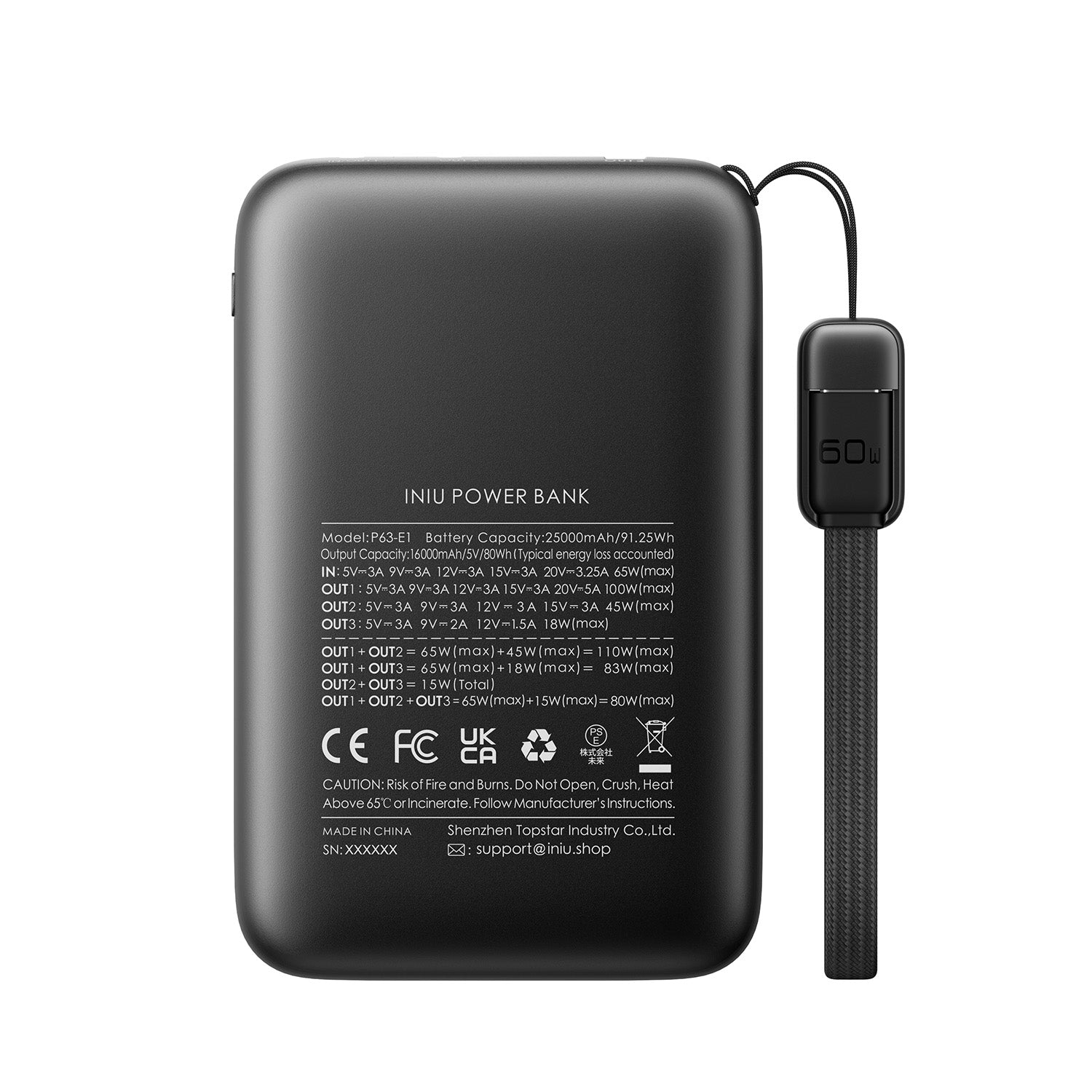 INIU Cougar P63 Laptop Power Bank Smallest 25000mAh 100W