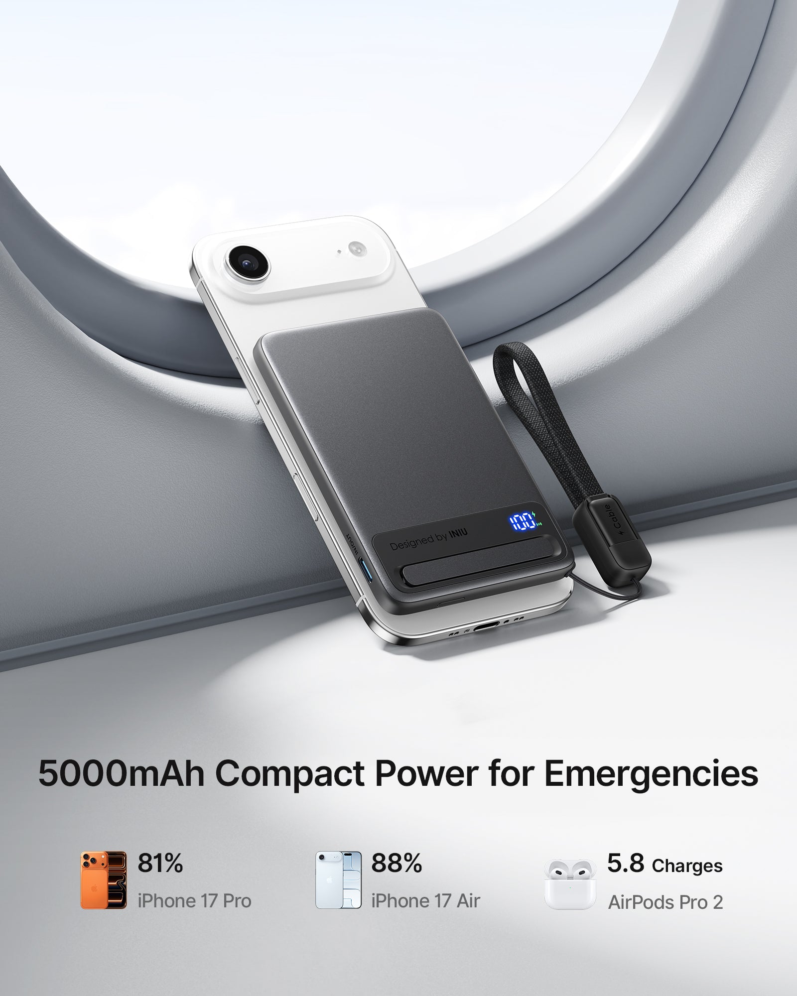 INIU Qi2 Magnetic Power Bank, Market's Slimmest 5000mAh Portable Charger