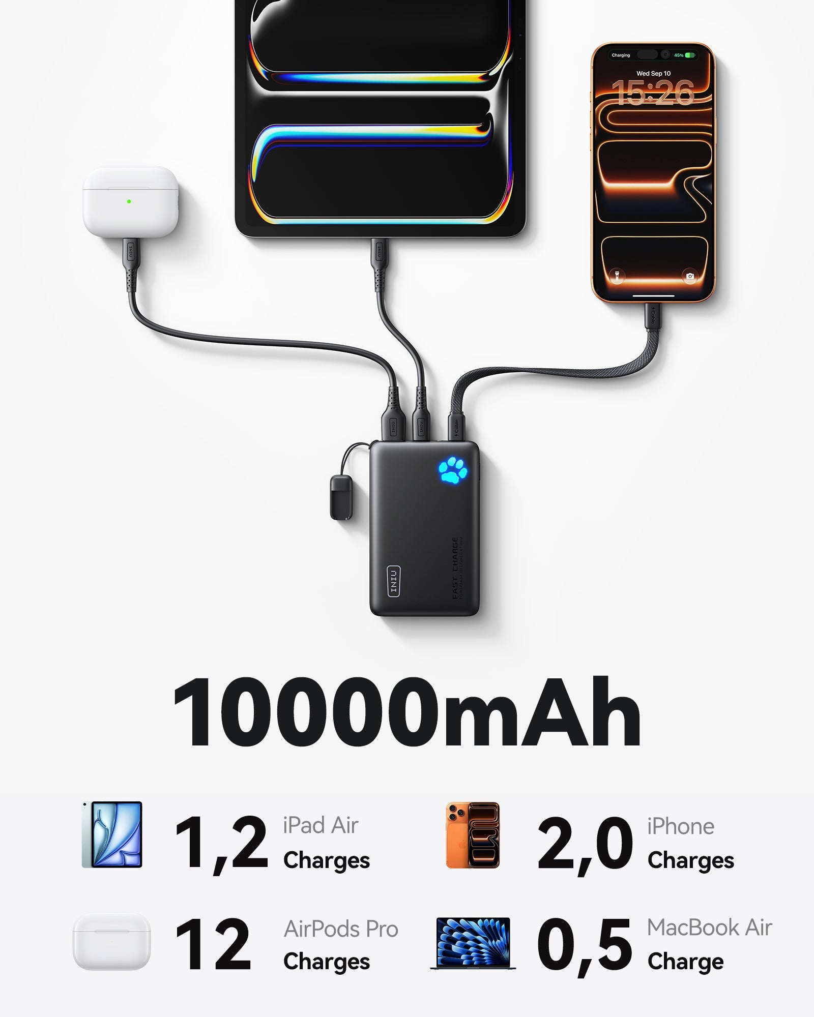INIU Pawsible Power Bank 10000mAh 45W
