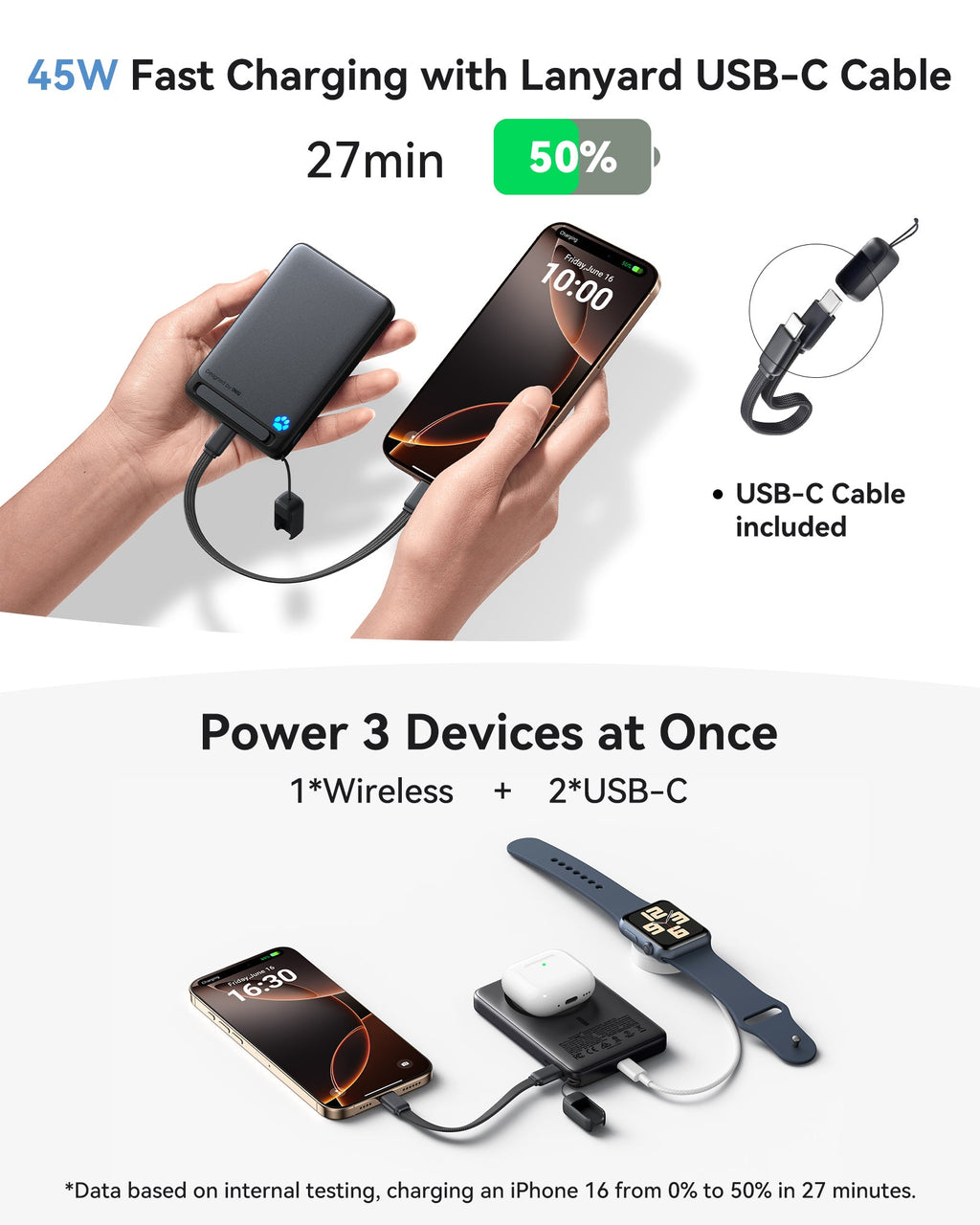 INIU SnapGo P73 Wireless Charger Qi2 15W 10000mAh (2-Pack)