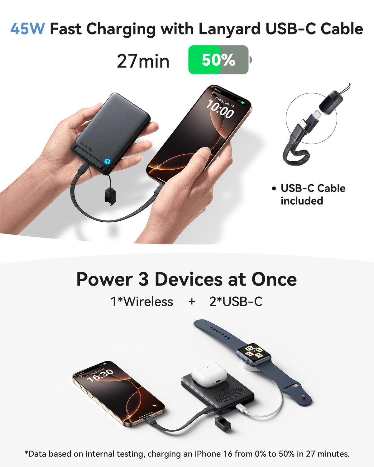 INIU SnapGo P73 Wireless Charger Qi2 15W 10000mAh (2-Pack)