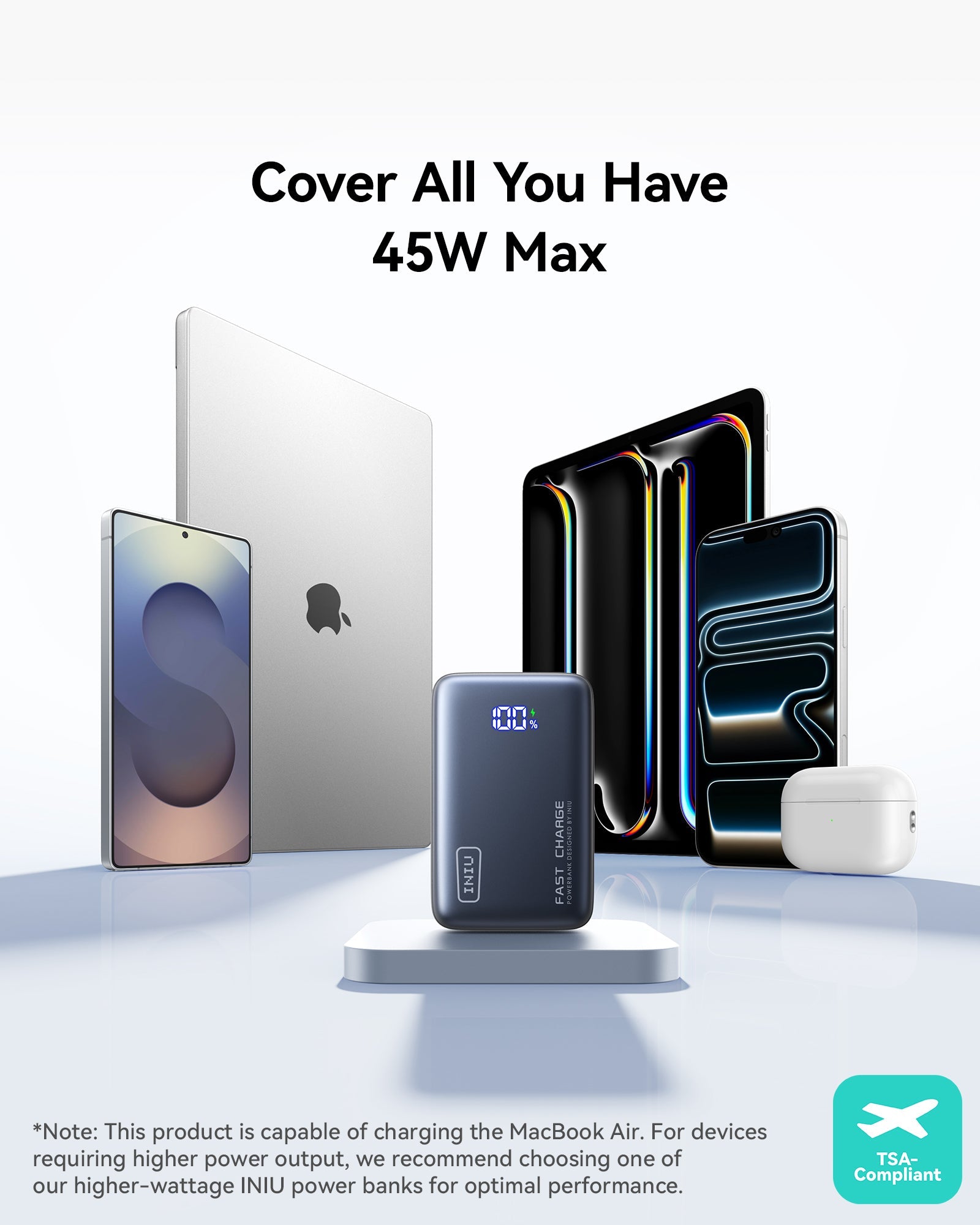 INIU Portable Charger, Palm-Size 10000mAh PD 45W Power Bank