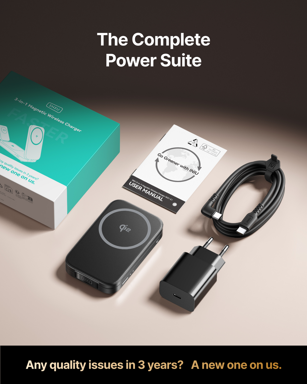 INIU SnapGo W31 Qi2 15W 3 in 1 Magnetic Foldable Wireless Charger