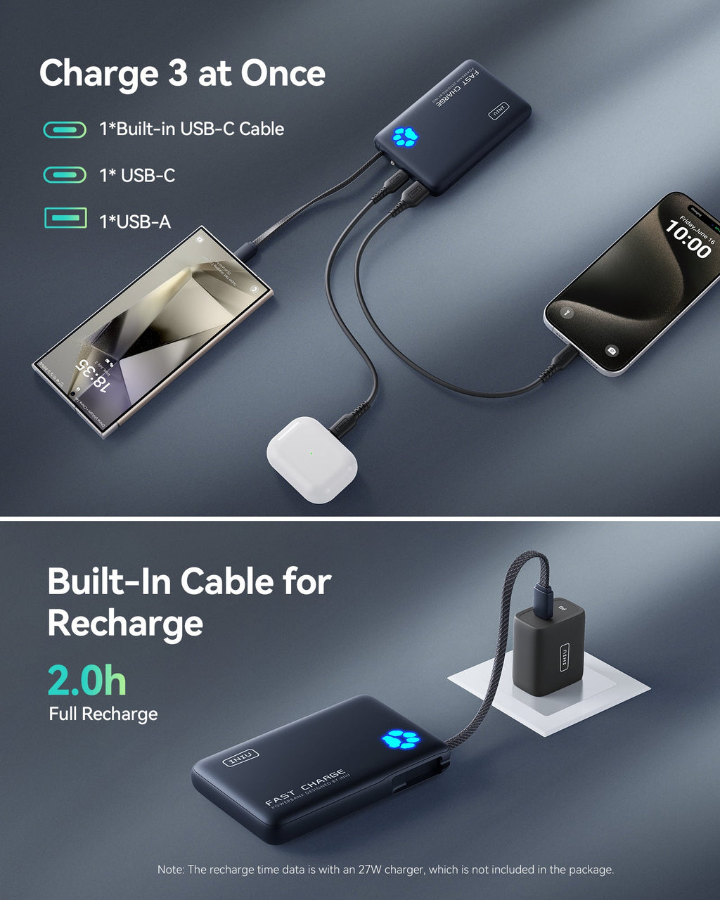 INIU Pawsible Slim Power Bank 10000mAh 45W