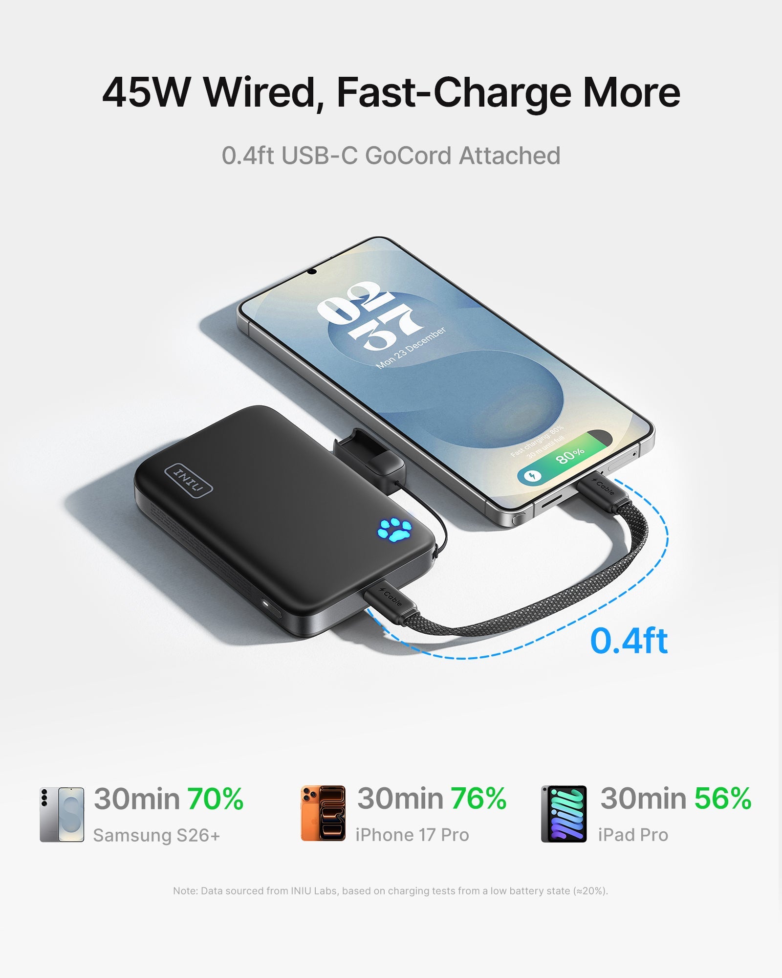 INIU SnapGo Compact Magnetic Power Bank 10000mAh 25W, Qi2.2 MagSafe