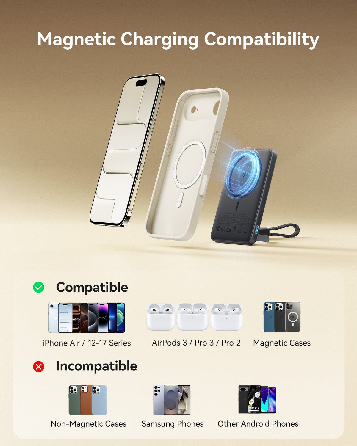 INIU SnapGo Slim Magnetic Power Bank 5000mAh 15W, MagSafe