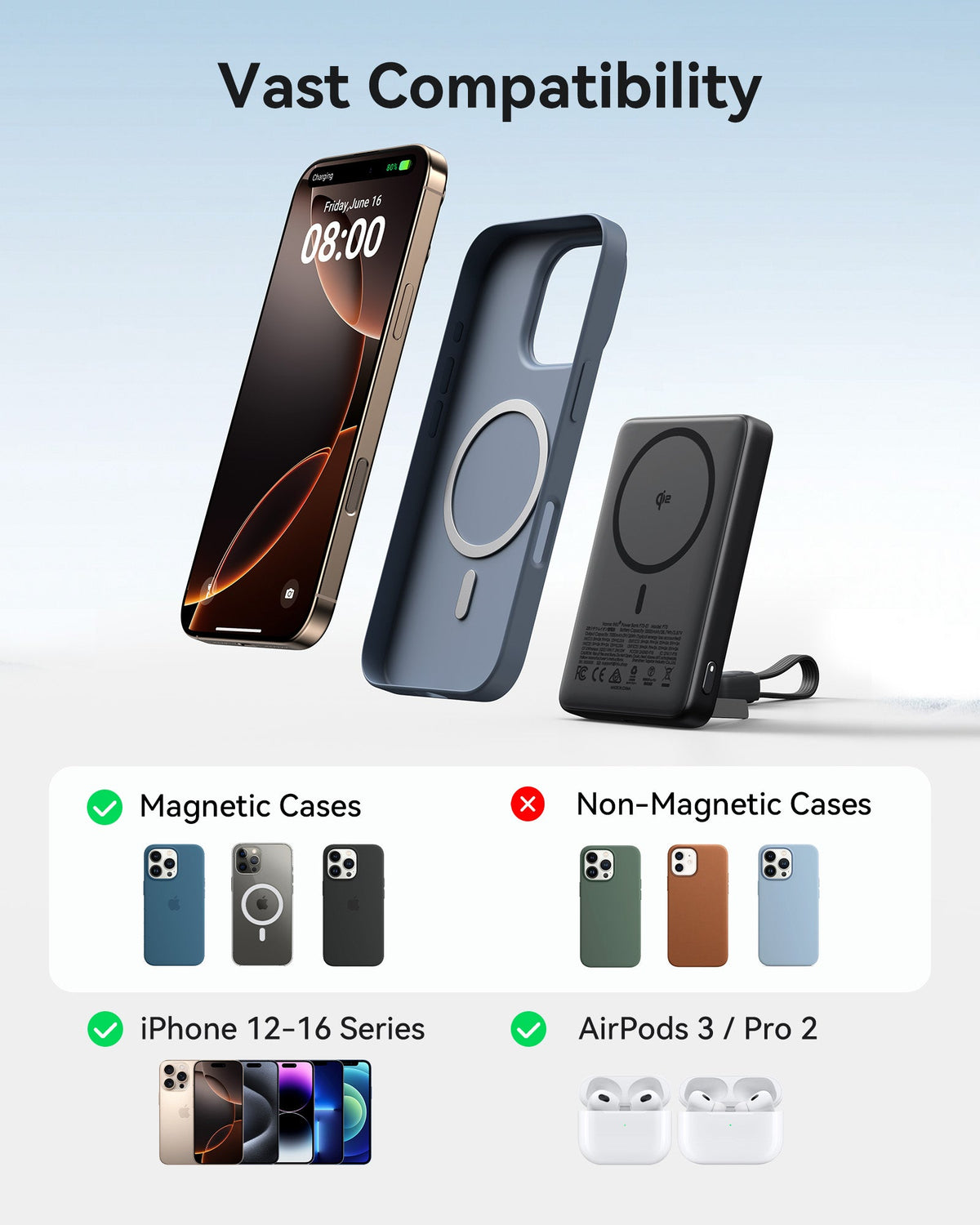 INIU SnapGo P73 Wireless Charger Qi2 15W 10000mAh (2-Pack)