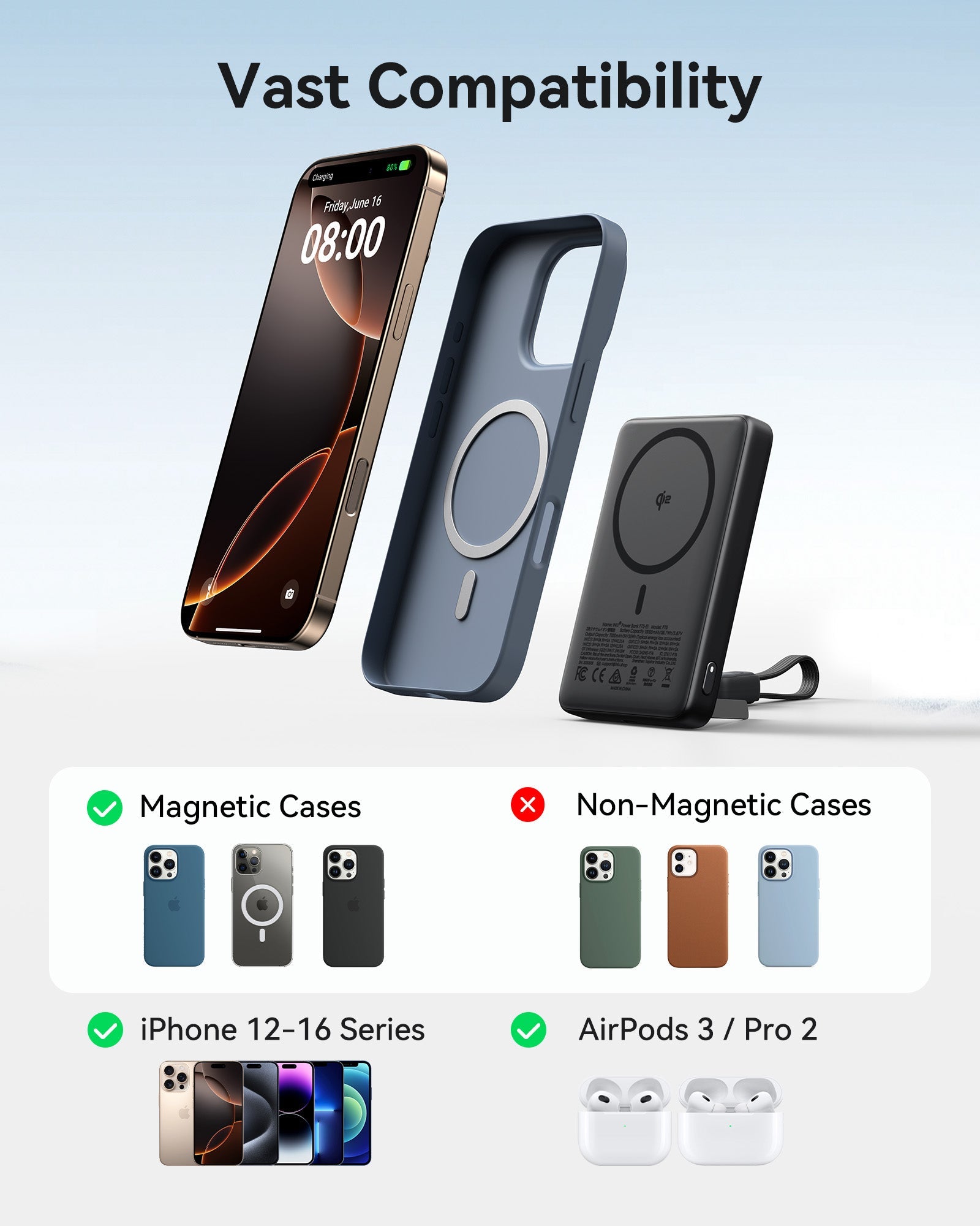 INIU SnapGo P73 Wireless Charger Qi2 15W 10000mAh (2-Pack)