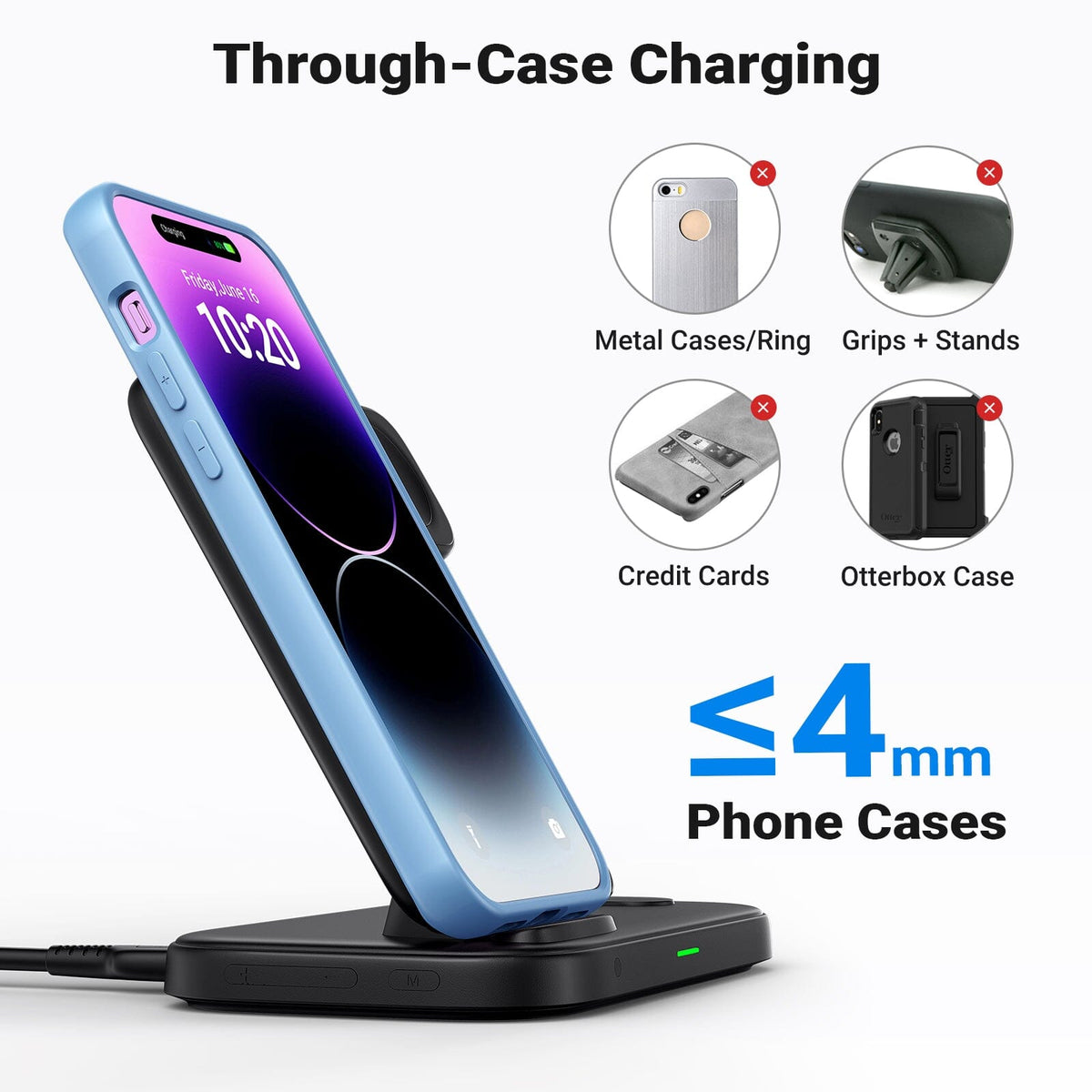 INIU 3-in-1 Wireless Charger 15W, for iPhone Apple Watch AirPods