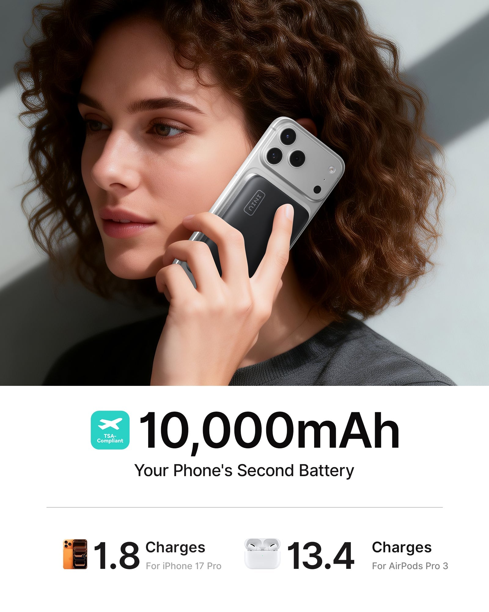 INIU SnapGo Compact Magnetic Power Bank 10000mAh 25W, Qi2.2 MagSafe