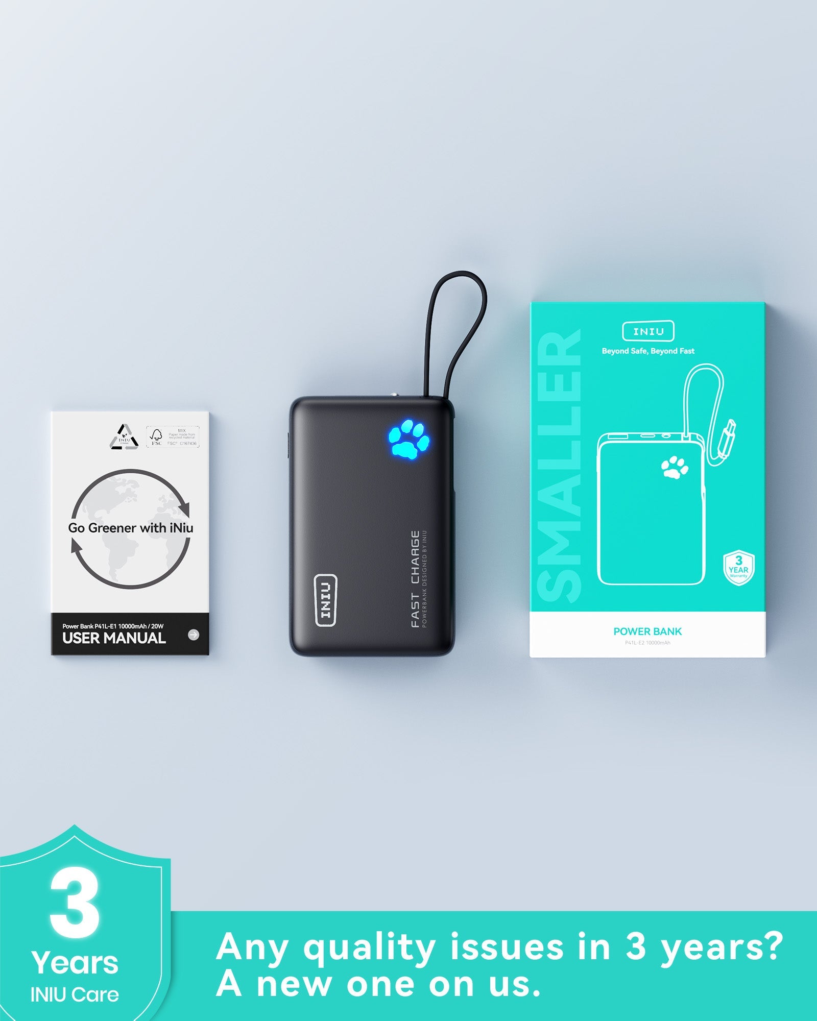 INIU Pawsible Slim Power Bank 10000mAh 45W