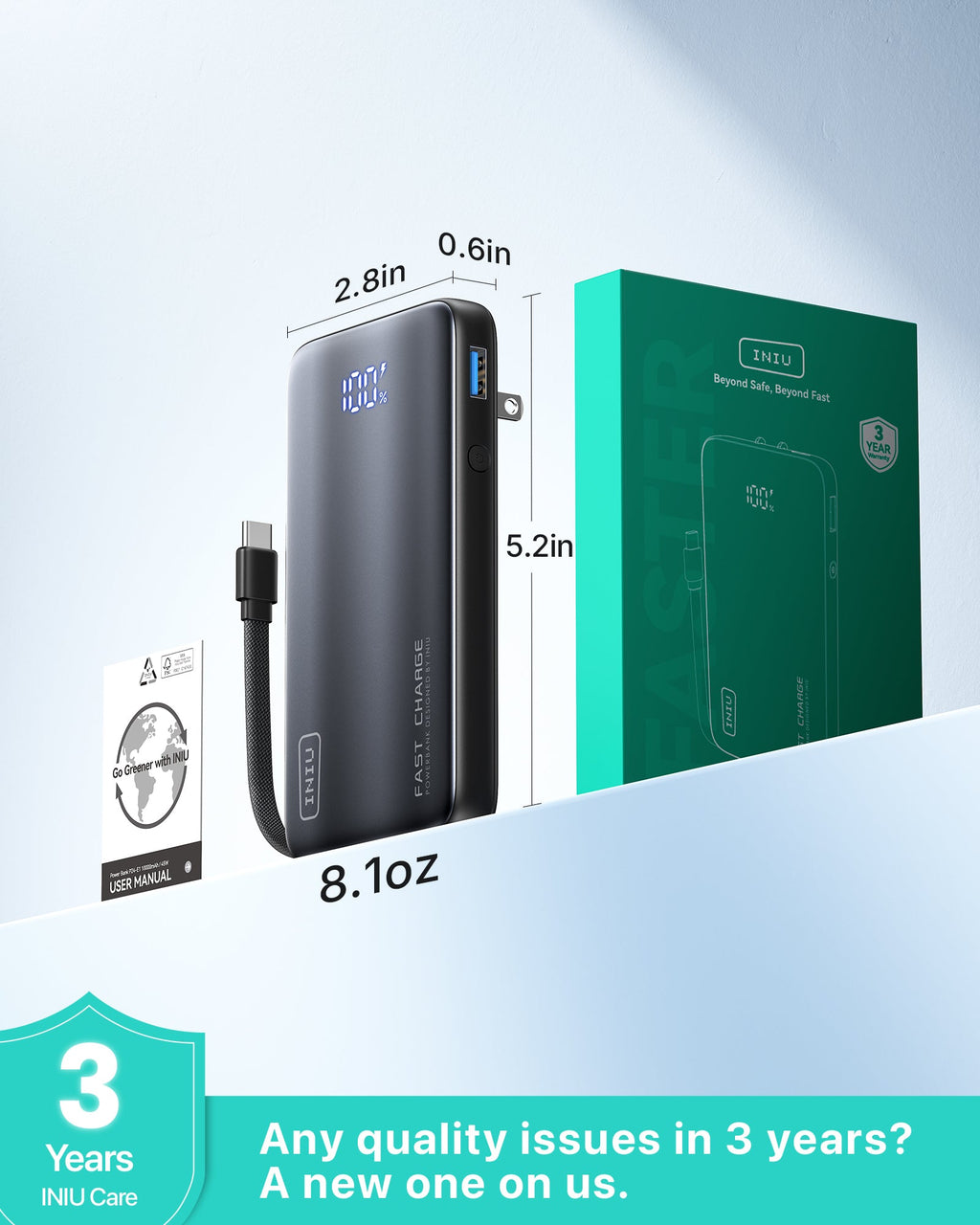 INIU Multi Power Bank 10000mAh 45W