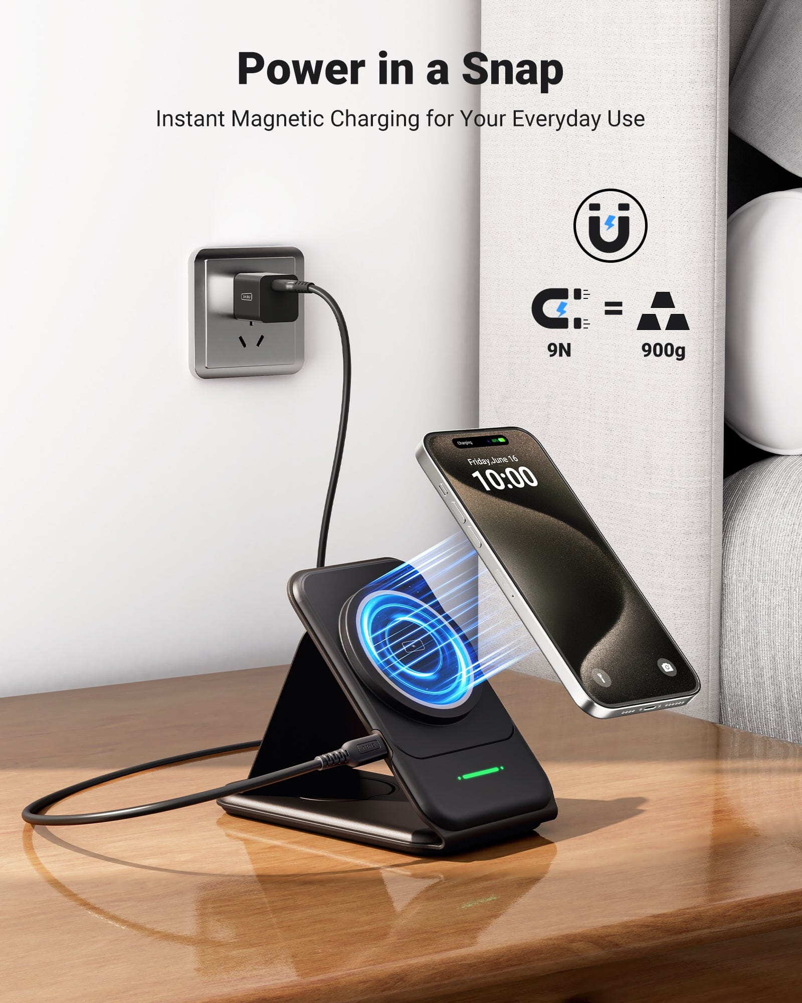 INIU SnapGo WI222 3 in 1 Wireless Charging Pad & Stand, 15W Magnetic Multifunction