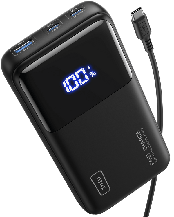 INIU B62 Power Bank,20000mAh 65W USB C Laptop Portable Charger, PD QC Fast Charging 3-Output