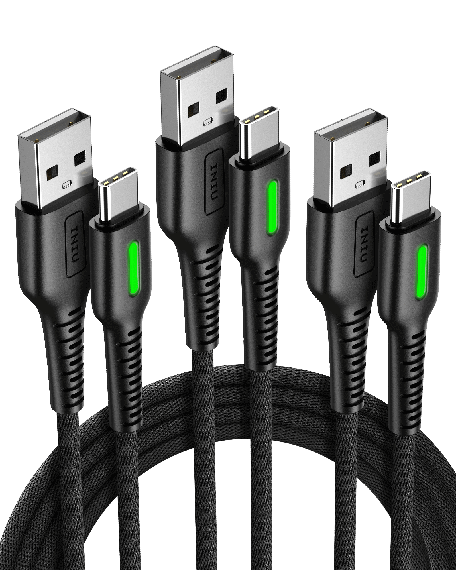 INIU D3C Anti-Rupture USB-A to USB-C Cable, Multi-Length, 3-Pack