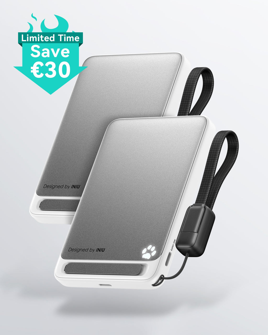 INIU SnapGo Magnetic Power Bank 10000mAh 15W, Qi2 MagSafe