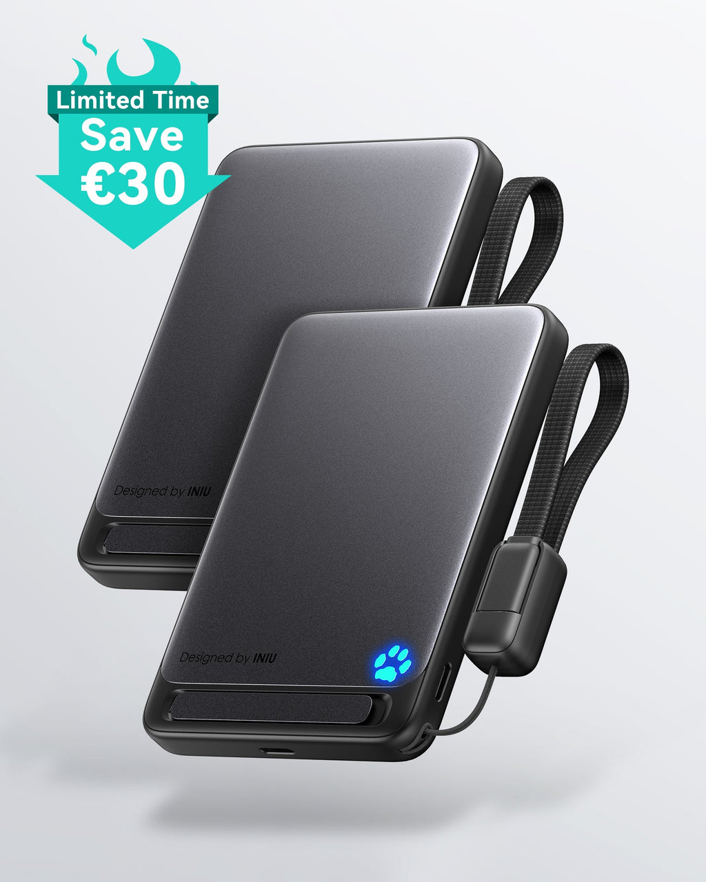 INIU SnapGo Magnetic Power Bank 10000mAh 15W, Qi2 MagSafe