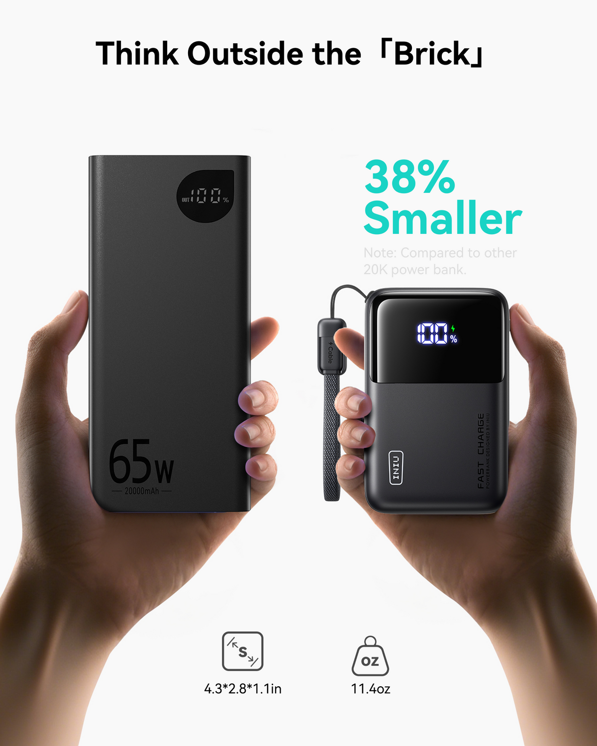 INIU Cougar Smallest Power Bank 20000mAh 65W