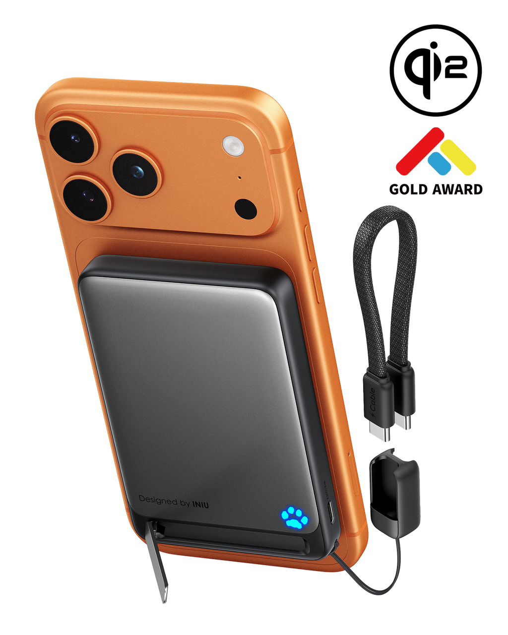 INIU SnapGo Magnetic Power Bank 10000mAh 15W, Qi2 MagSafe