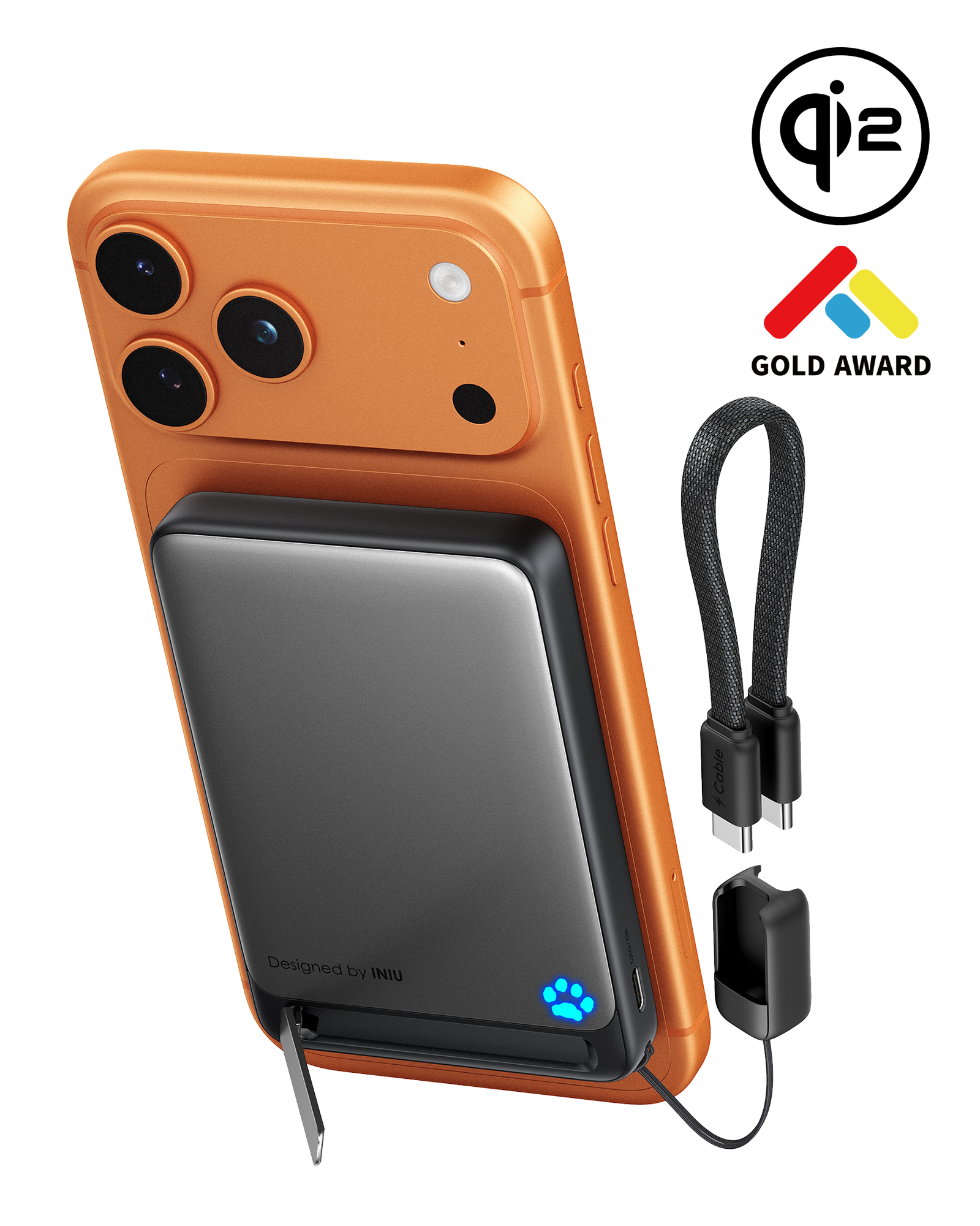 INIU SnapGo Magnetic Power Bank 10000mAh 15W, Qi2 MagSafe