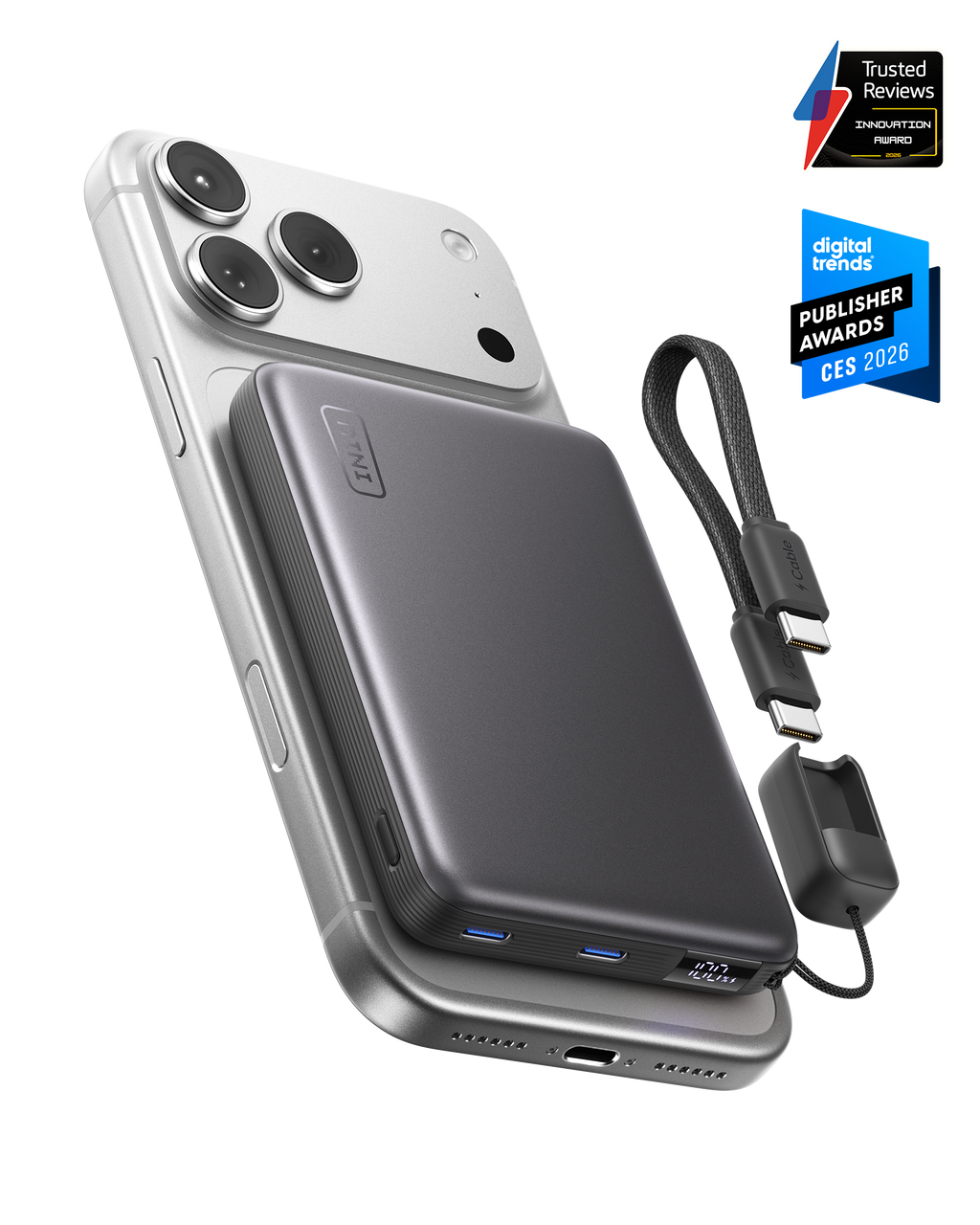 INIU SnapGo Air Magnetic Power Bank 10000mAh 25W, Qi2.2 MagSafe