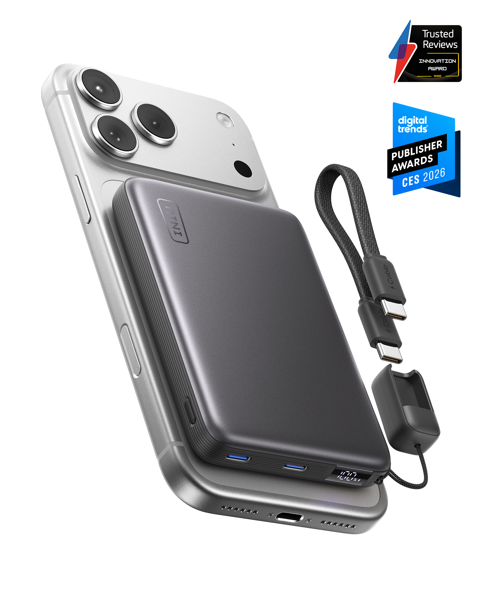 INIU SnapGo Air Magnetic Power Bank 10000mAh 25W, Qi2.2 MagSafe