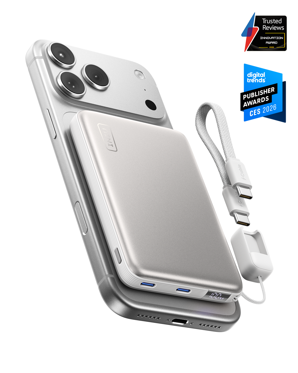 INIU SnapGo Air Magnetic Power Bank 10000mAh 25W, Qi2.2 MagSafe