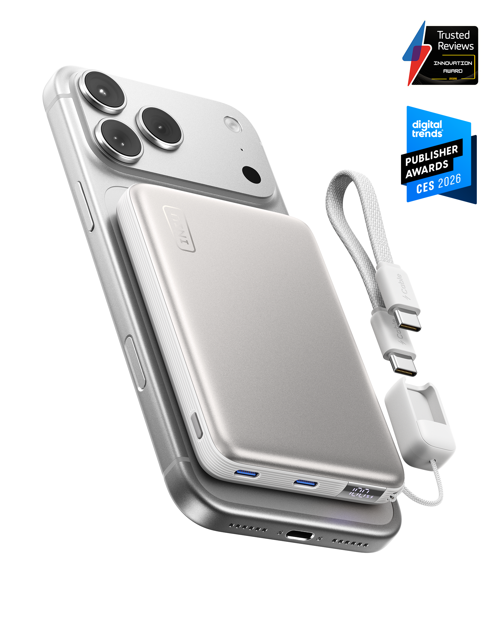 INIU SnapGo Air Magnetic Power Bank 10000mAh 25W, Qi2.2 MagSafe